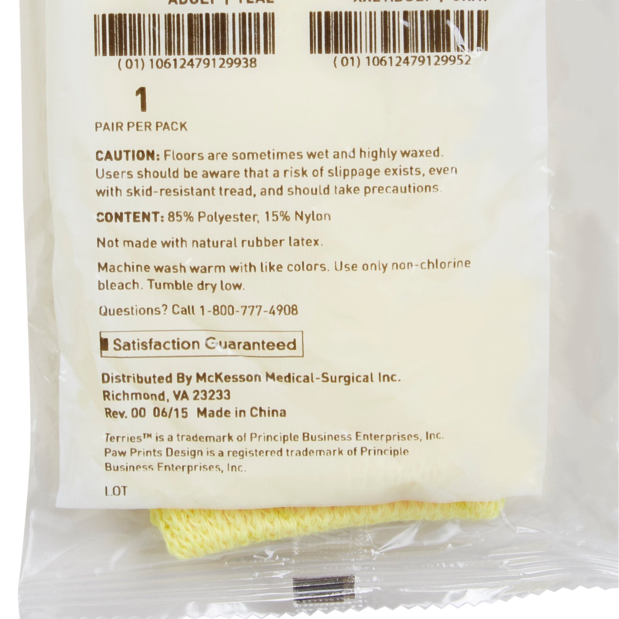 Slipper Socks McKesson Terries™ Unisex Toddler Single Tread Single Patient Use Yellow - image 2