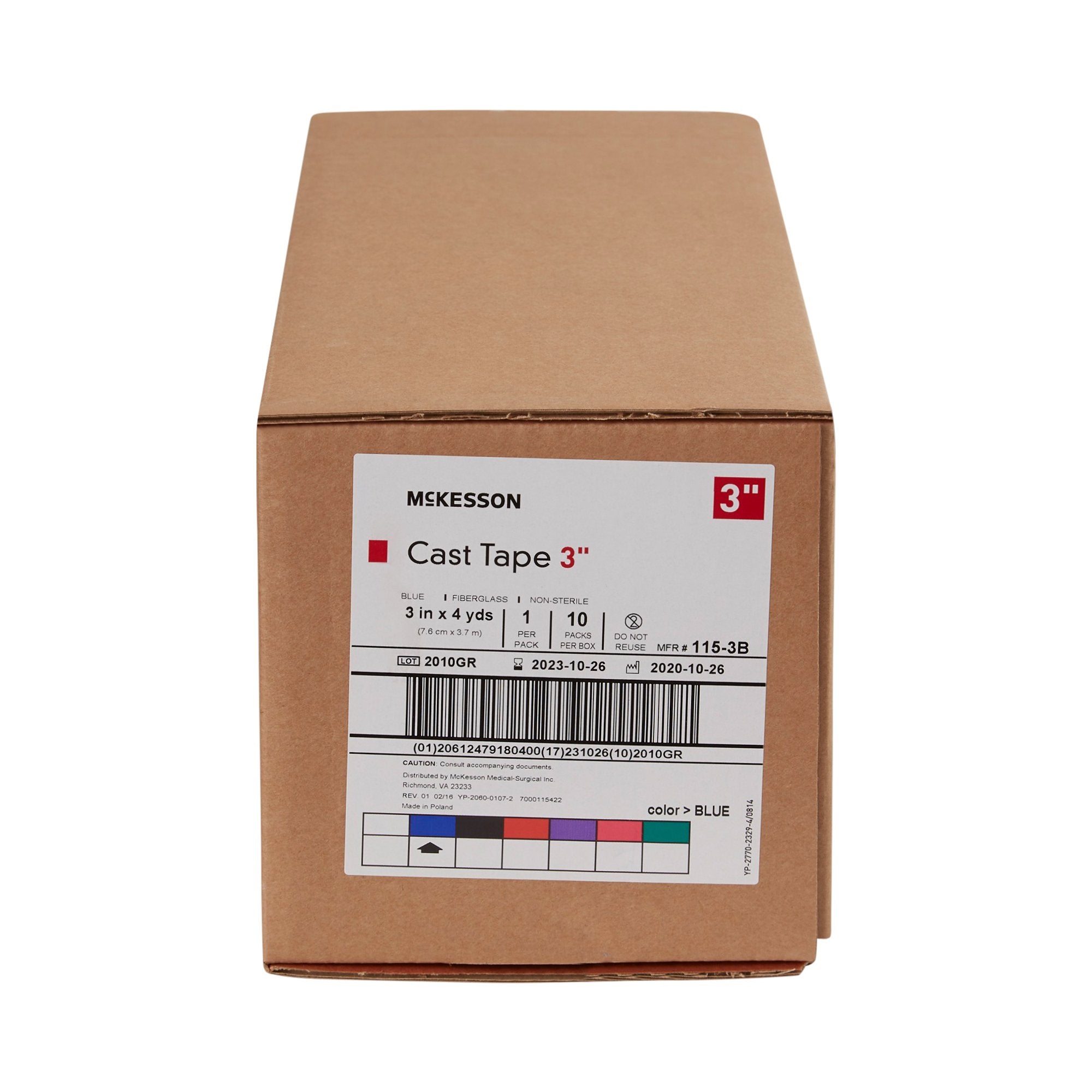 McKesson Blue Cast Tape, 3 Inch x 4 Yard (10 Units)