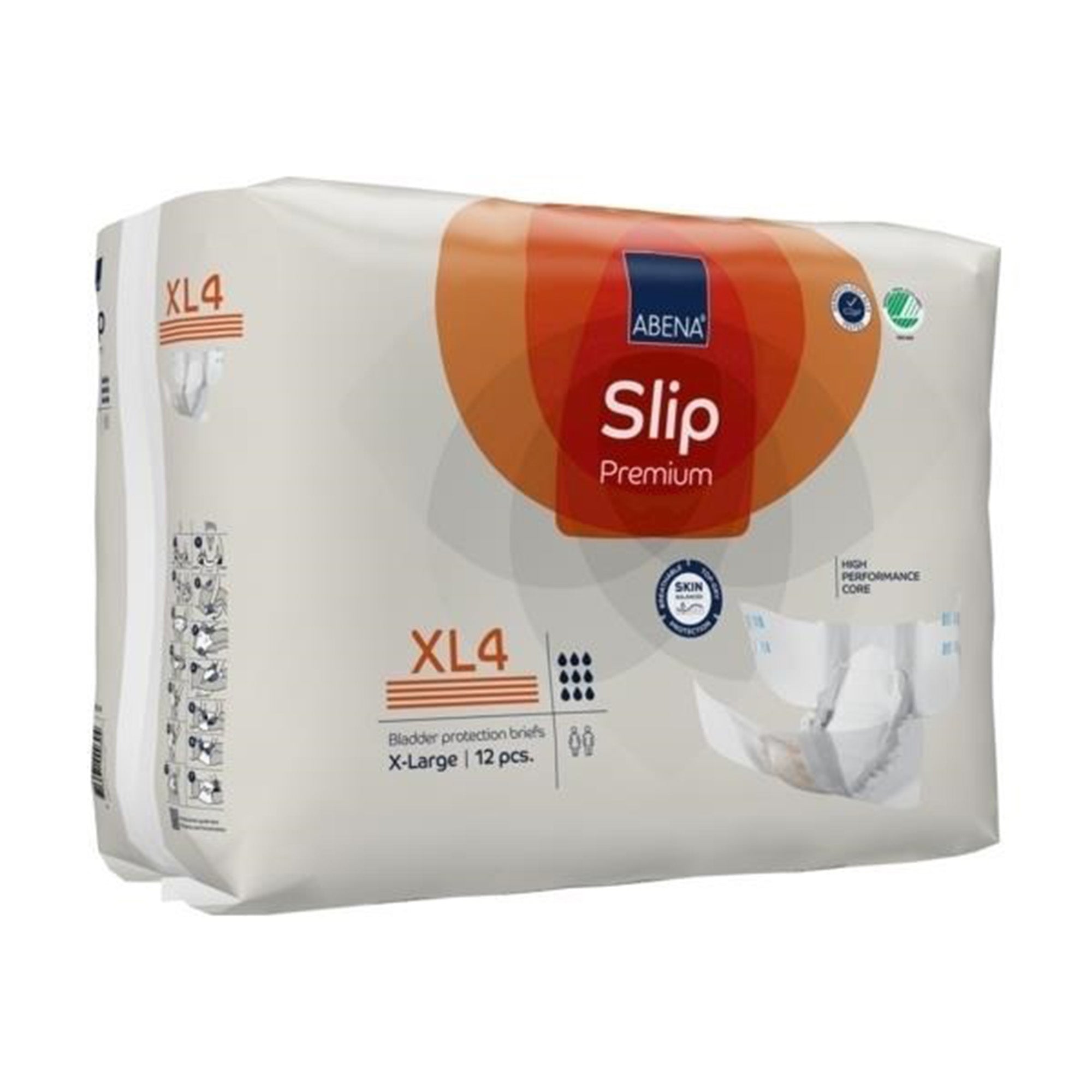 Abena Slip Premium XL4 Incontinence Briefs, Extra Large, Heavy Absorbency (12 Pack)