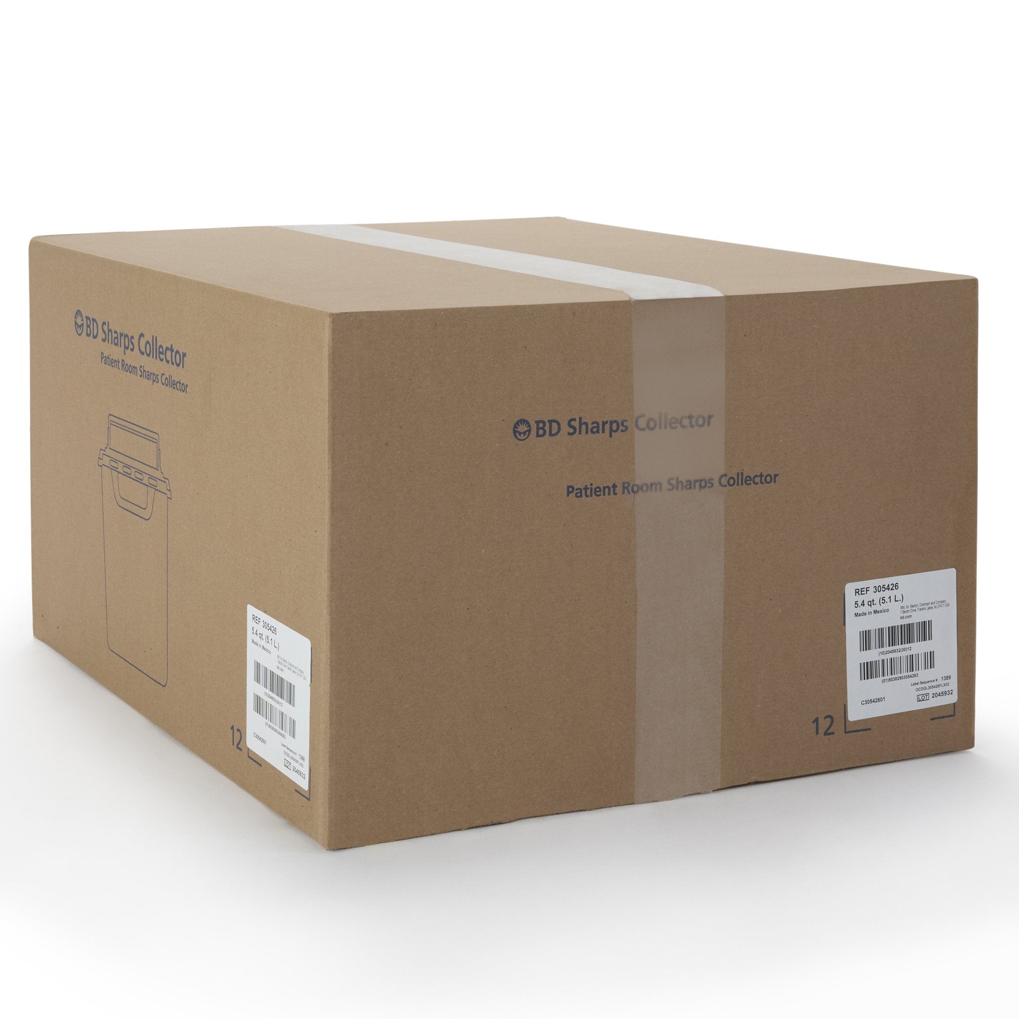 BD™ Red Sharps Container, 5.4 Quart, 12 x 12 x 4-4/5 Inch (12 Units)