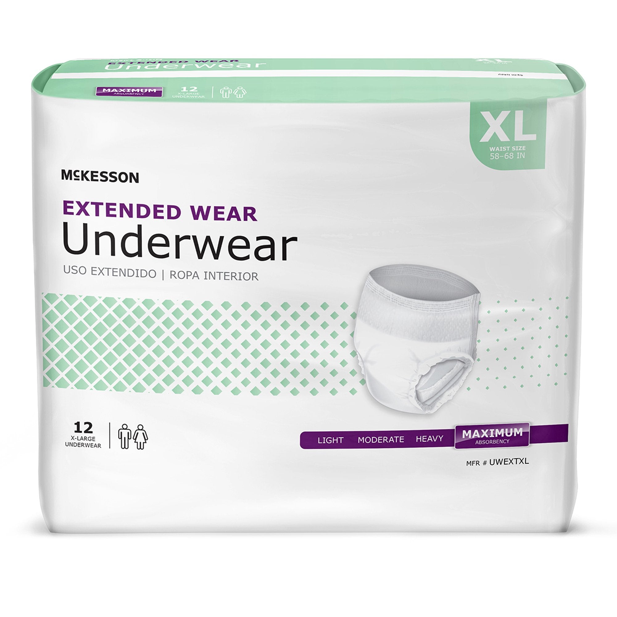 McKesson Extended Wear Maximum Absorbent Underwear, Extra Large (12 Units)