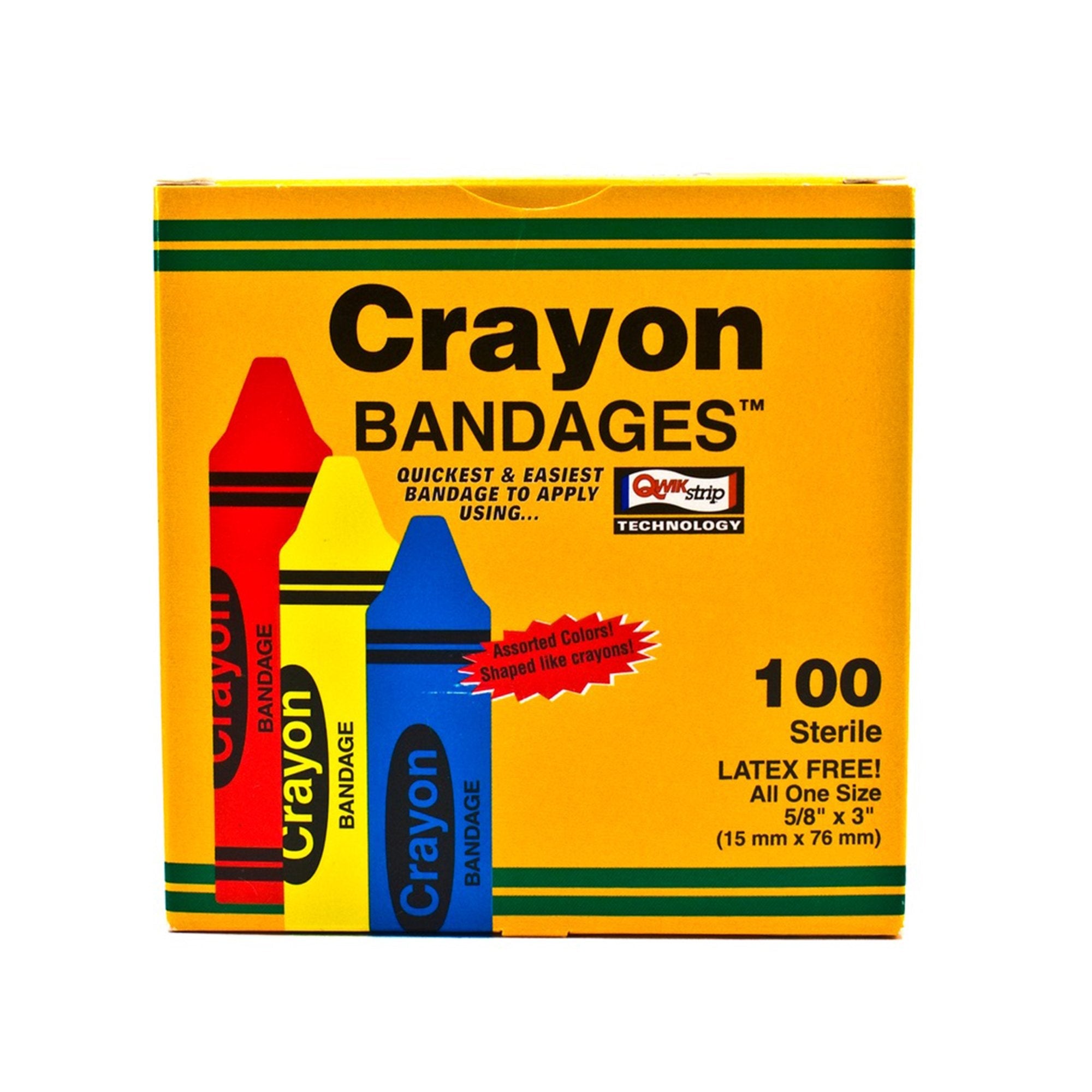 ASO Kid Design (Assorted Crayon) Adhesive Strip, 3/4 x 3 Inch (100 Units)