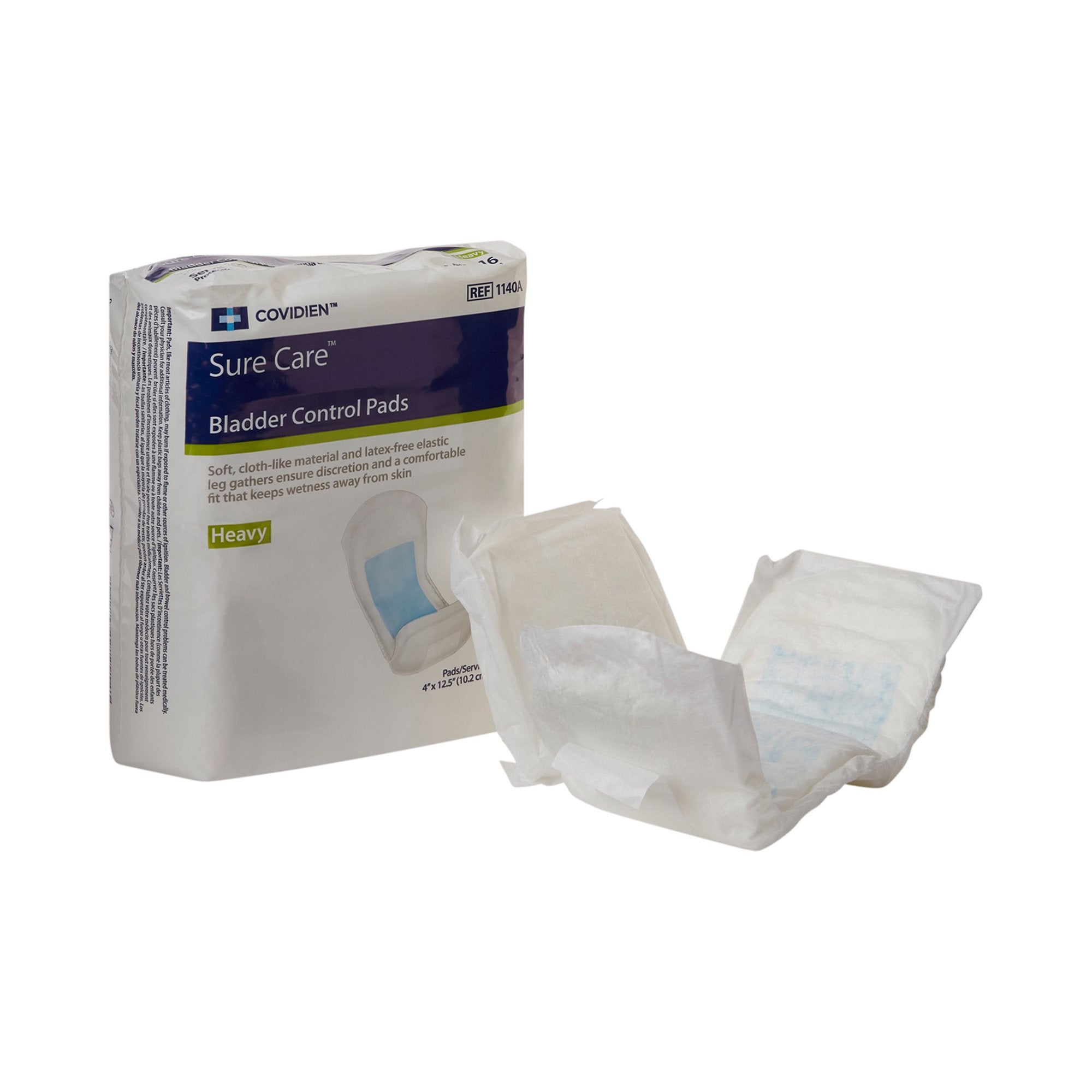 Sure Care Bladder Control Pads, Heavy Absorbency, Adult, Unisex, Disposable, 4 X 12-1/2 Inch (16 Units)