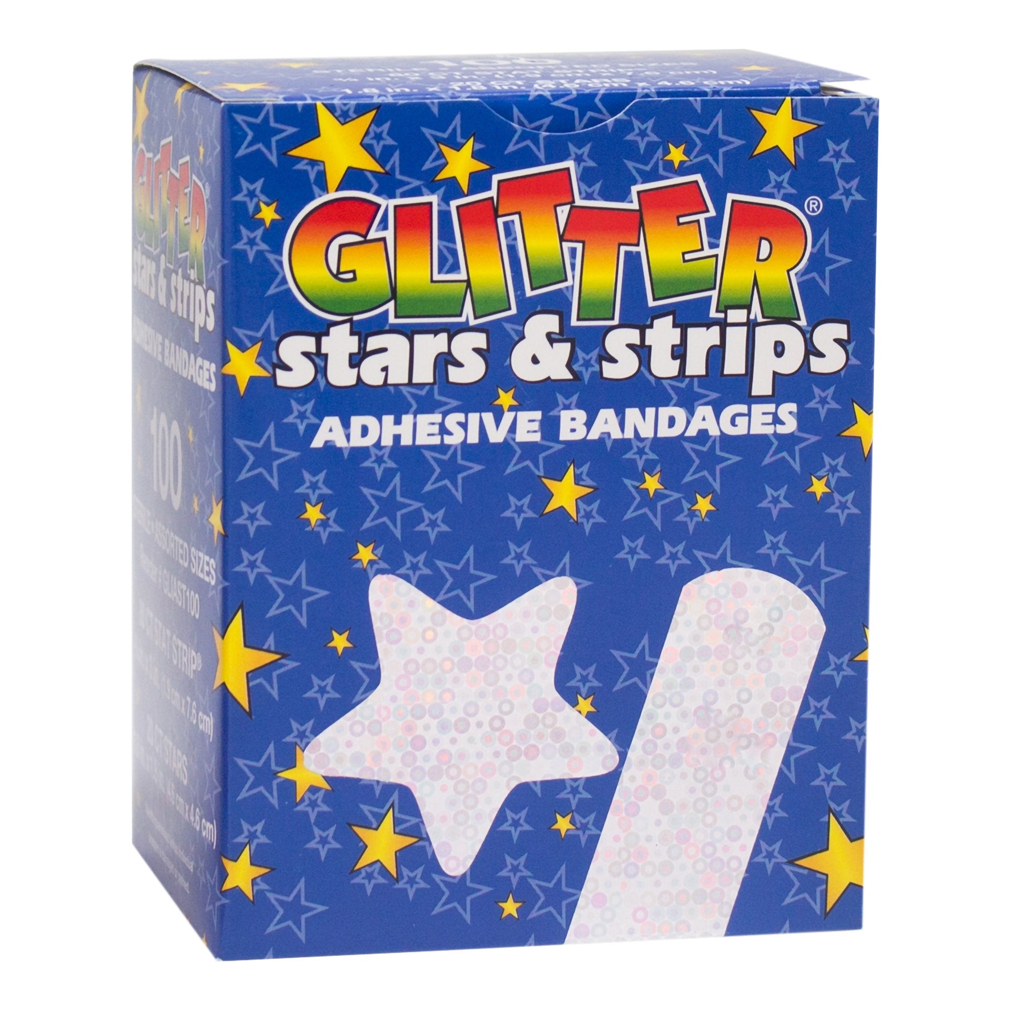 Glitter™ Stat Strip® Kid Design (Glitter Stars and Stripes) Adhesive Strip, 3/4 x 3 Inch (100 Units)