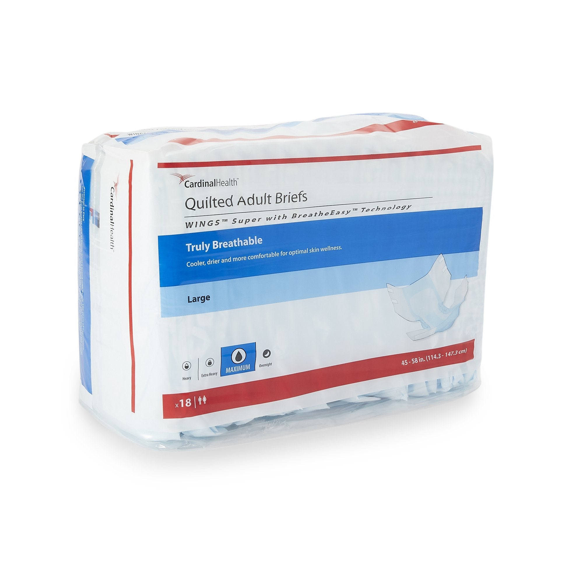 Wings™ Super Quilted Maximum Absorbency Incontinence Brief, Large (18 Units)