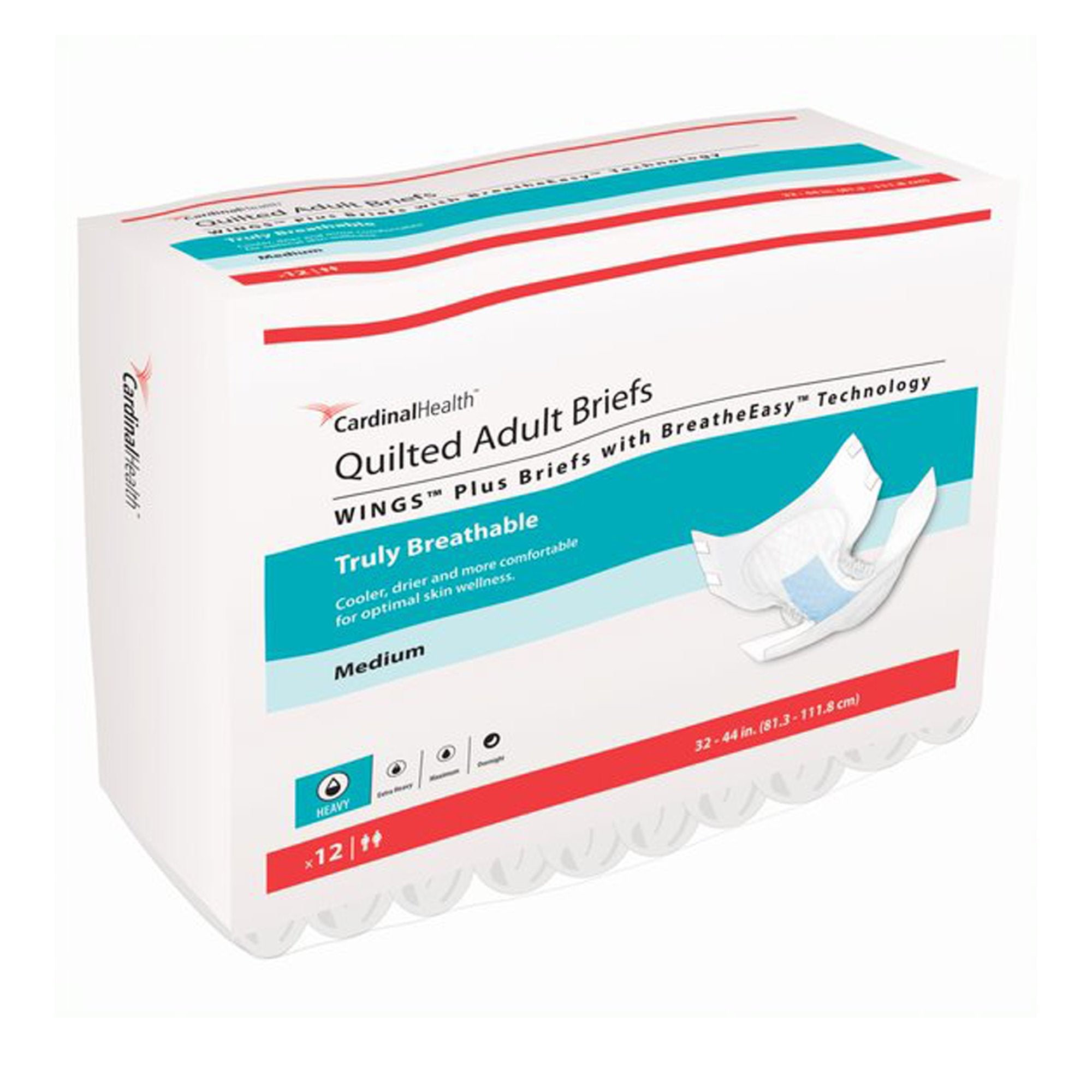 Wings™ Quilted Plus with BreatheEasy™ Technology Incontinence Brief, Medium (12 Units)
