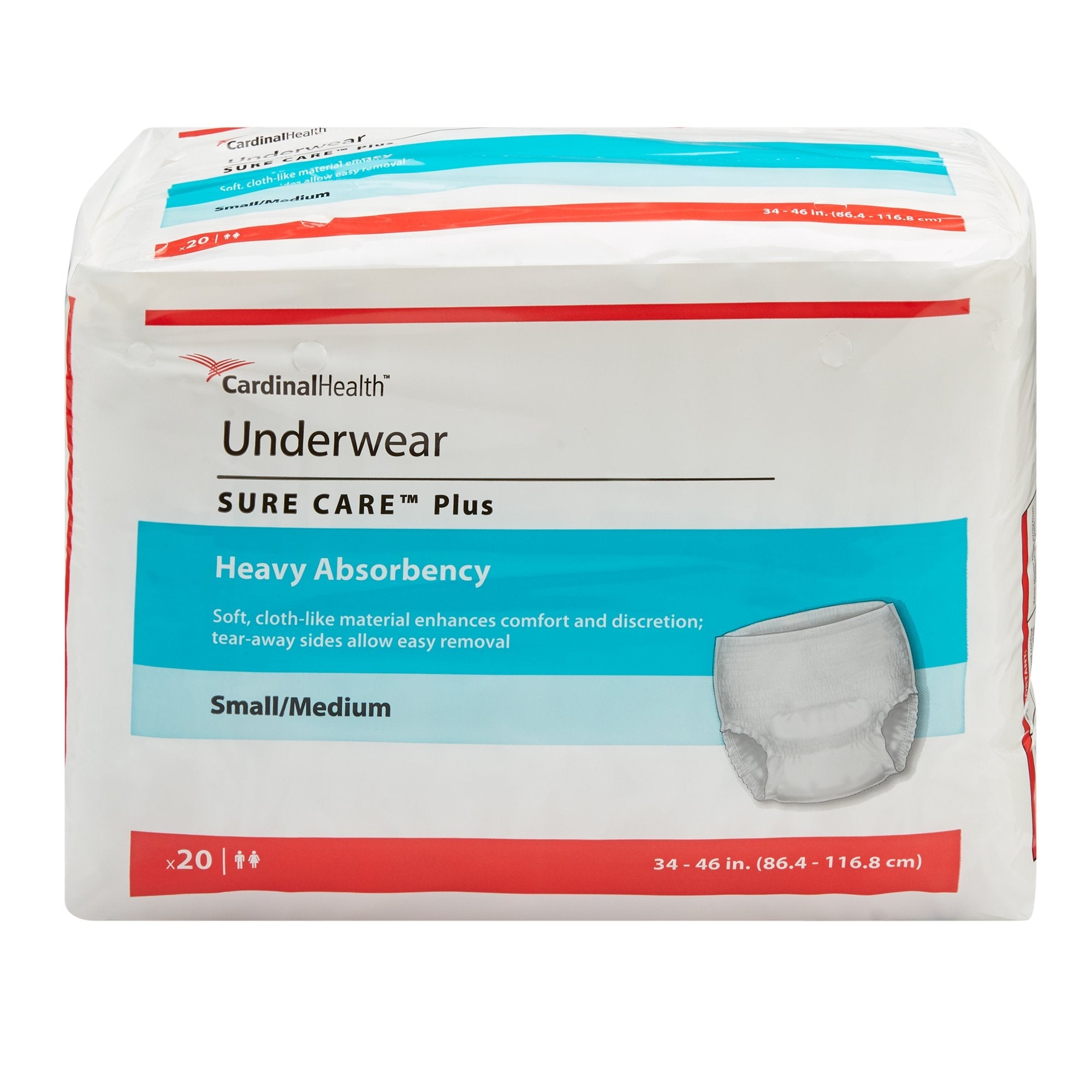 Sure Care™ Plus Medium Absorbent Underwear - 20 Pack, Leak Protection