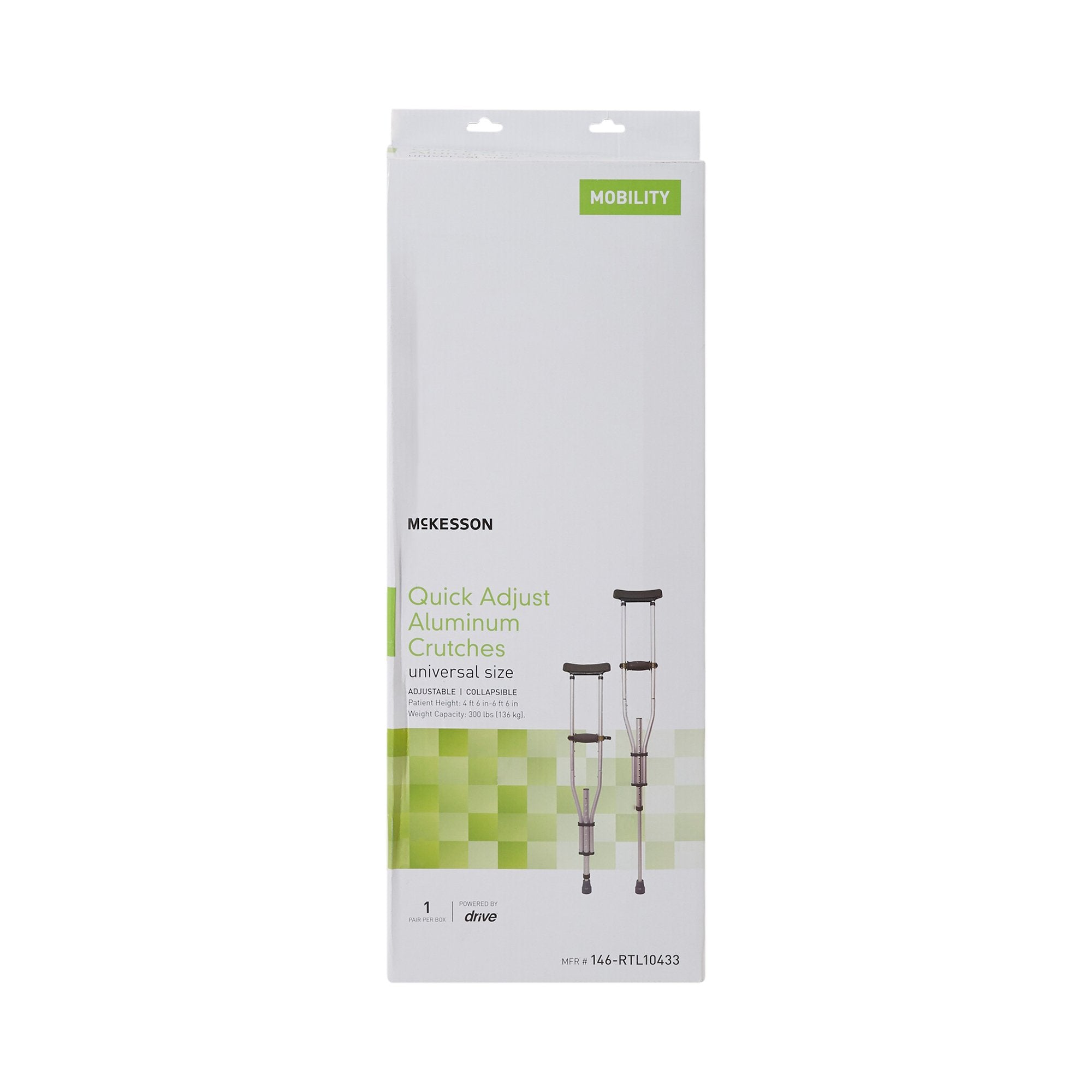 McKesson Underarm Crutches, 4 ft. 6 in. - 6 ft. 6 in. (8 Units)