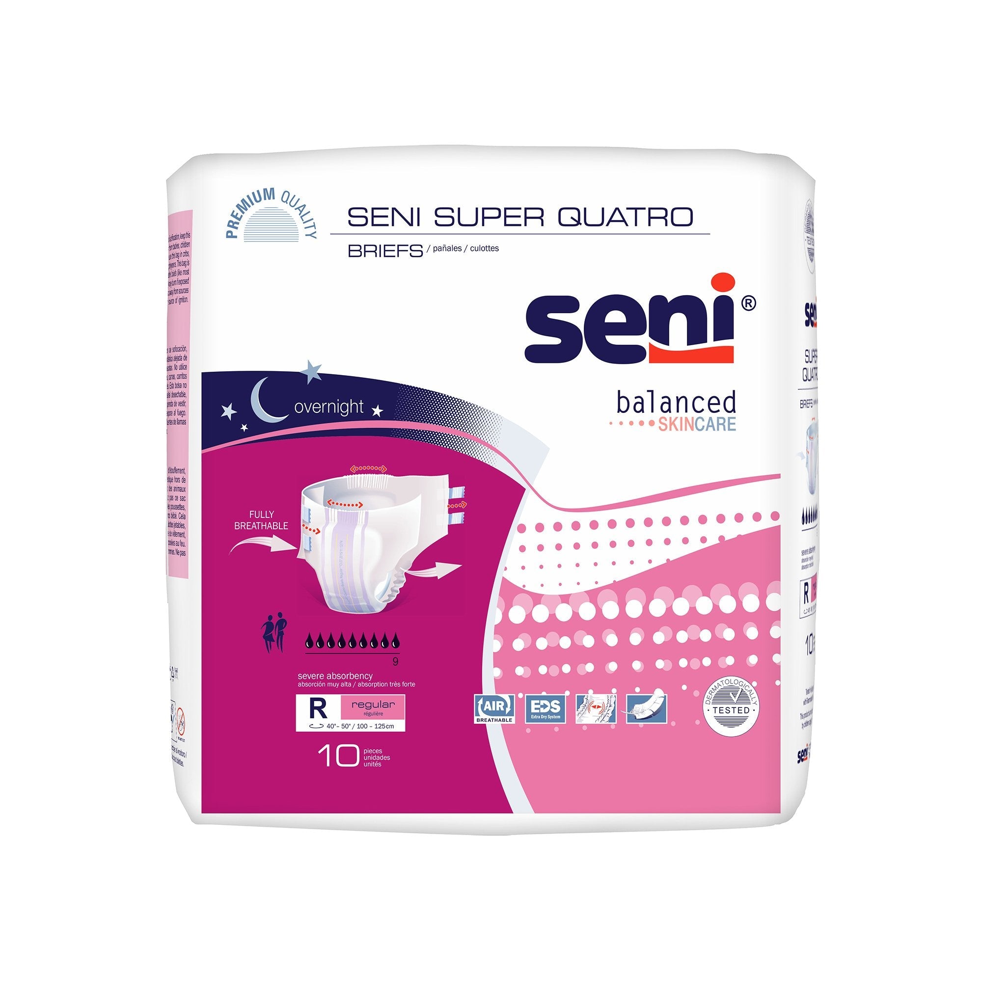 Seni® Super Quatro Severe Absorbency Incontinence Brief, Regular (10 Units)