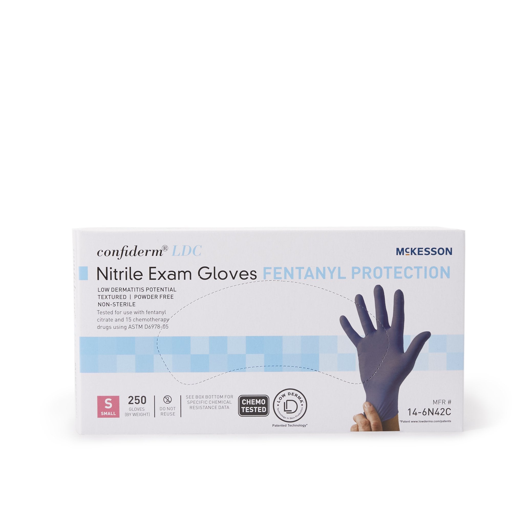 McKesson Confiderm® LDC Nitrile Exam Glove, Small, Blue (250 Units)