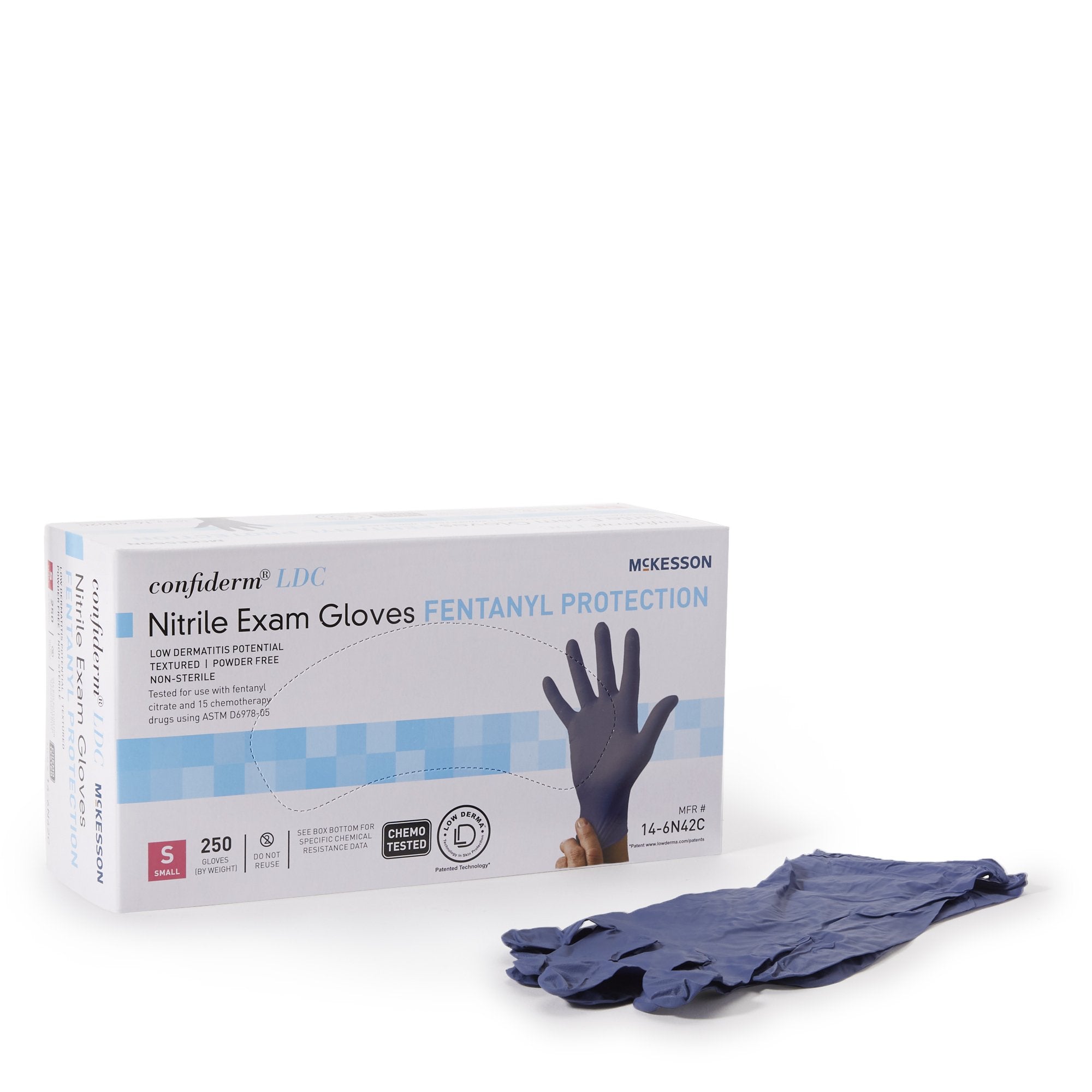 McKesson Confiderm® LDC Nitrile Exam Glove, Small, Blue (250 Units)