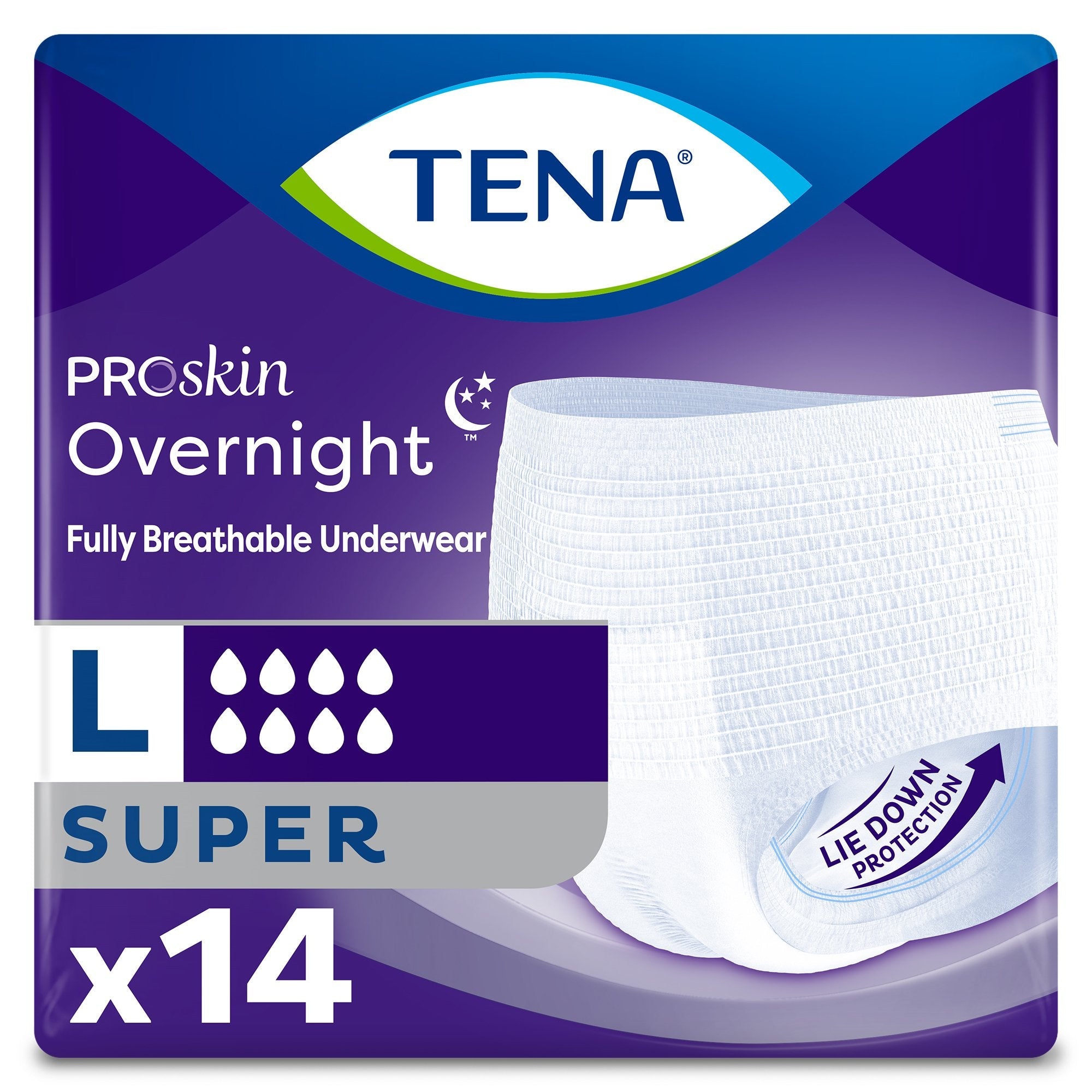 Tena ProSkin Overnight Super Absorbent Underwear, Large - 14 Pack