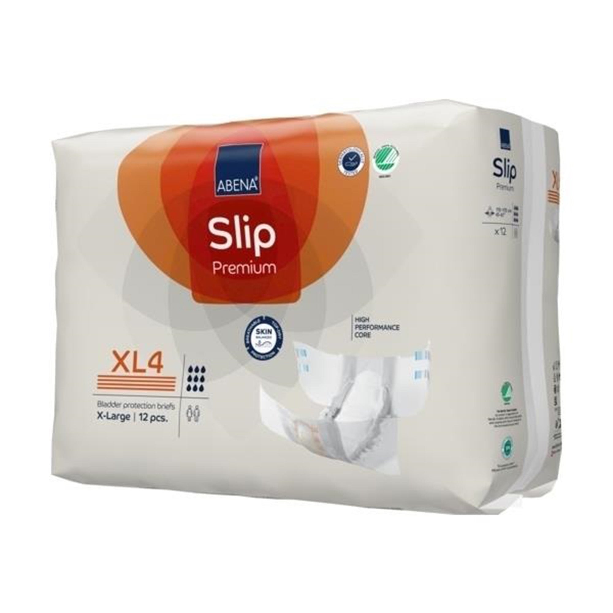 Abena Slip Premium XL4 Incontinence Briefs, Extra Large, Heavy Absorbency (12 Pack)