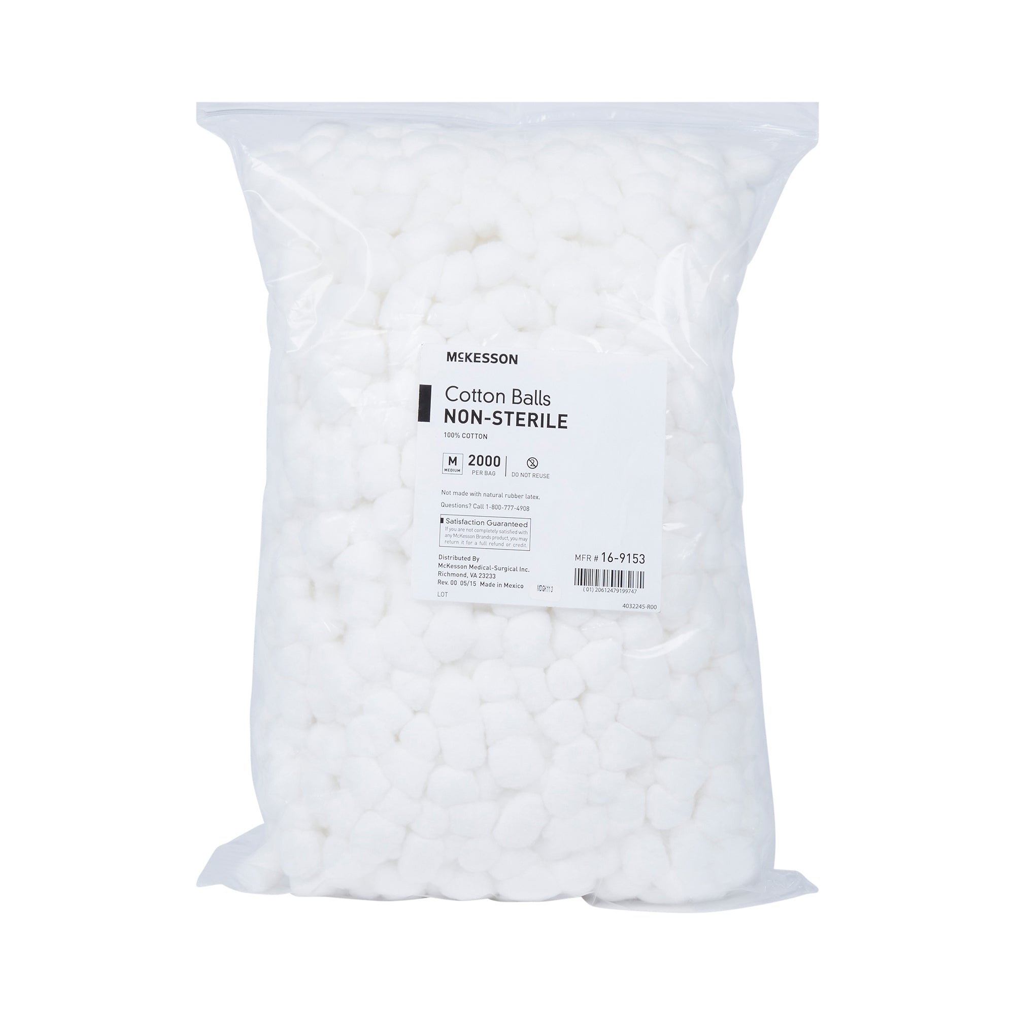 McKesson Medium Cotton Balls - 100% Pure Cotton, Non-Sterile, White (2000 Units)