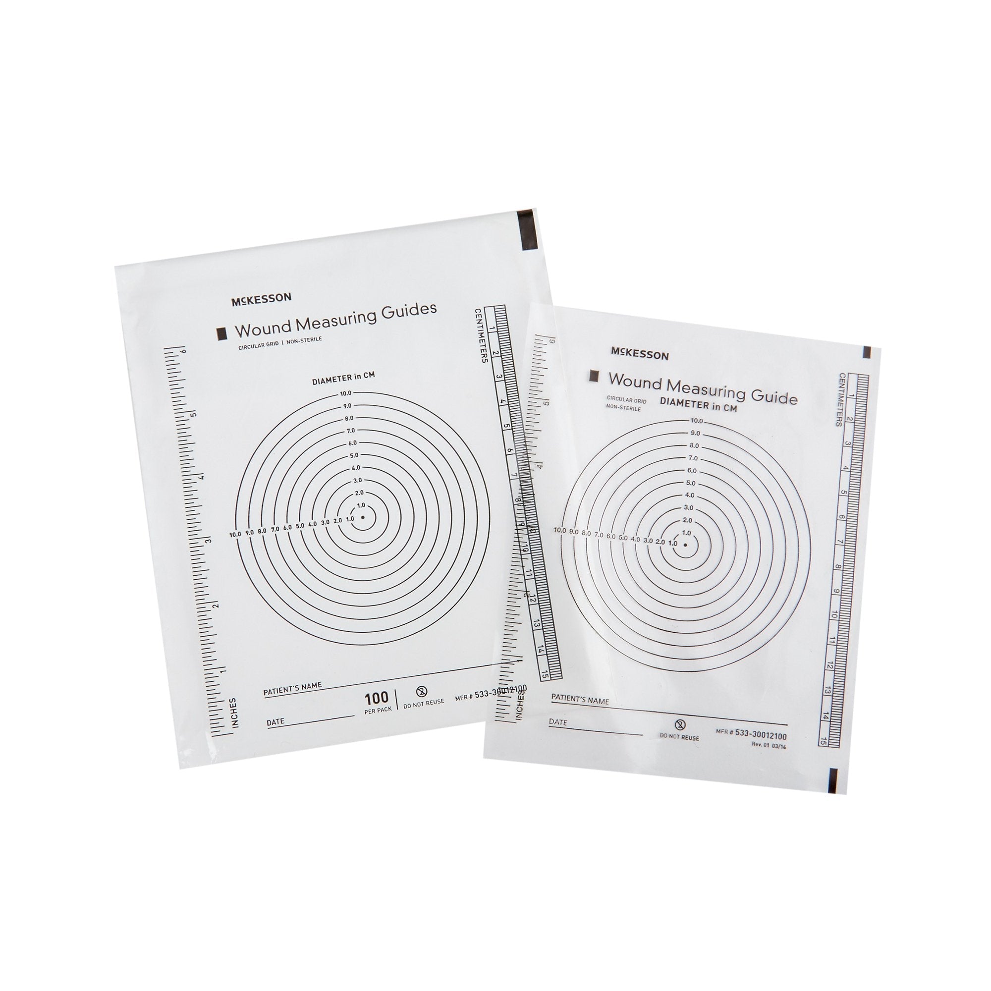 McKesson Plastic Wound Measuring Guide, 5 x 7 Inch (100 Units)
