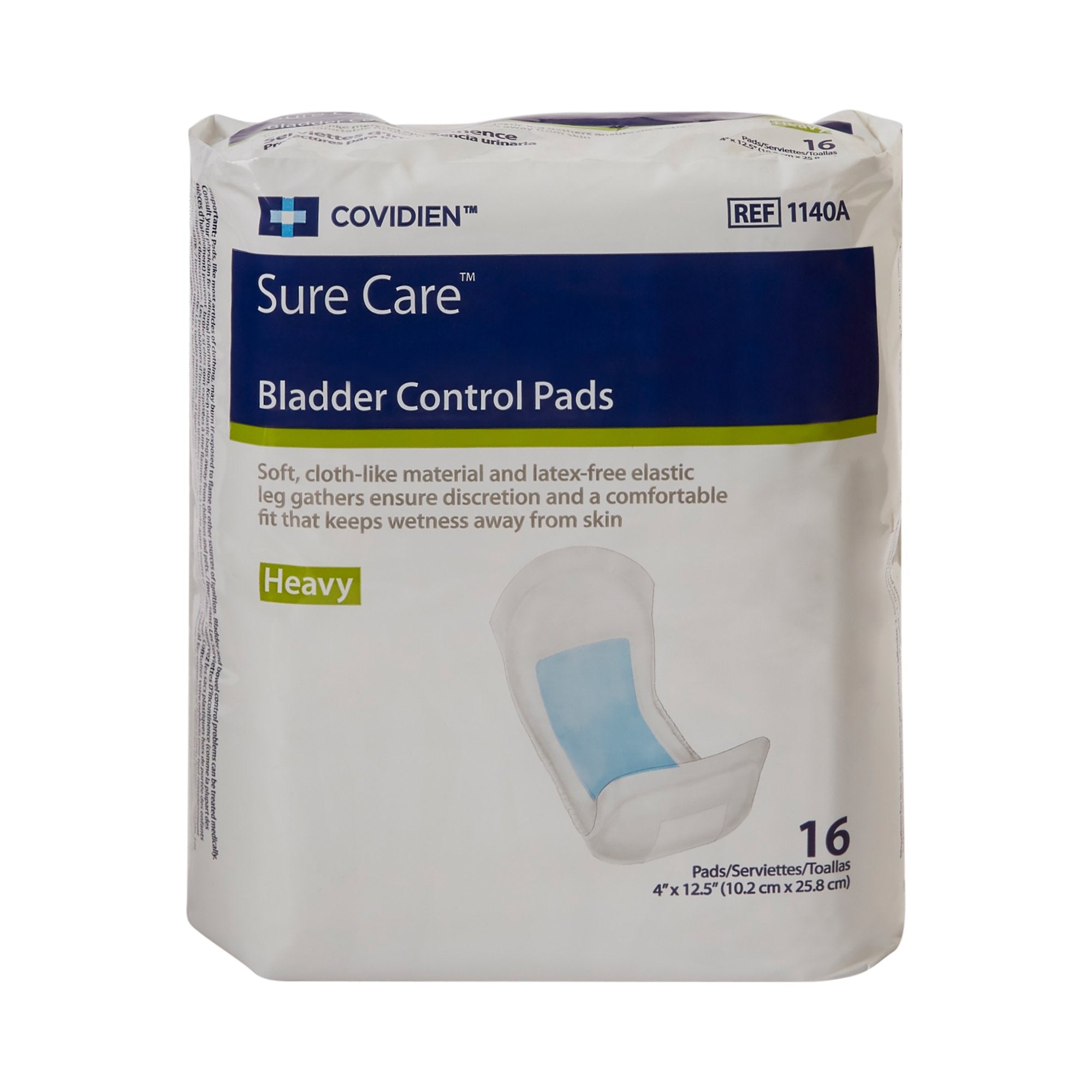 Sure Care Bladder Control Pads, Heavy Absorbency, Adult, Unisex, Disposable, 4 X 12-1/2 Inch (16 Units)