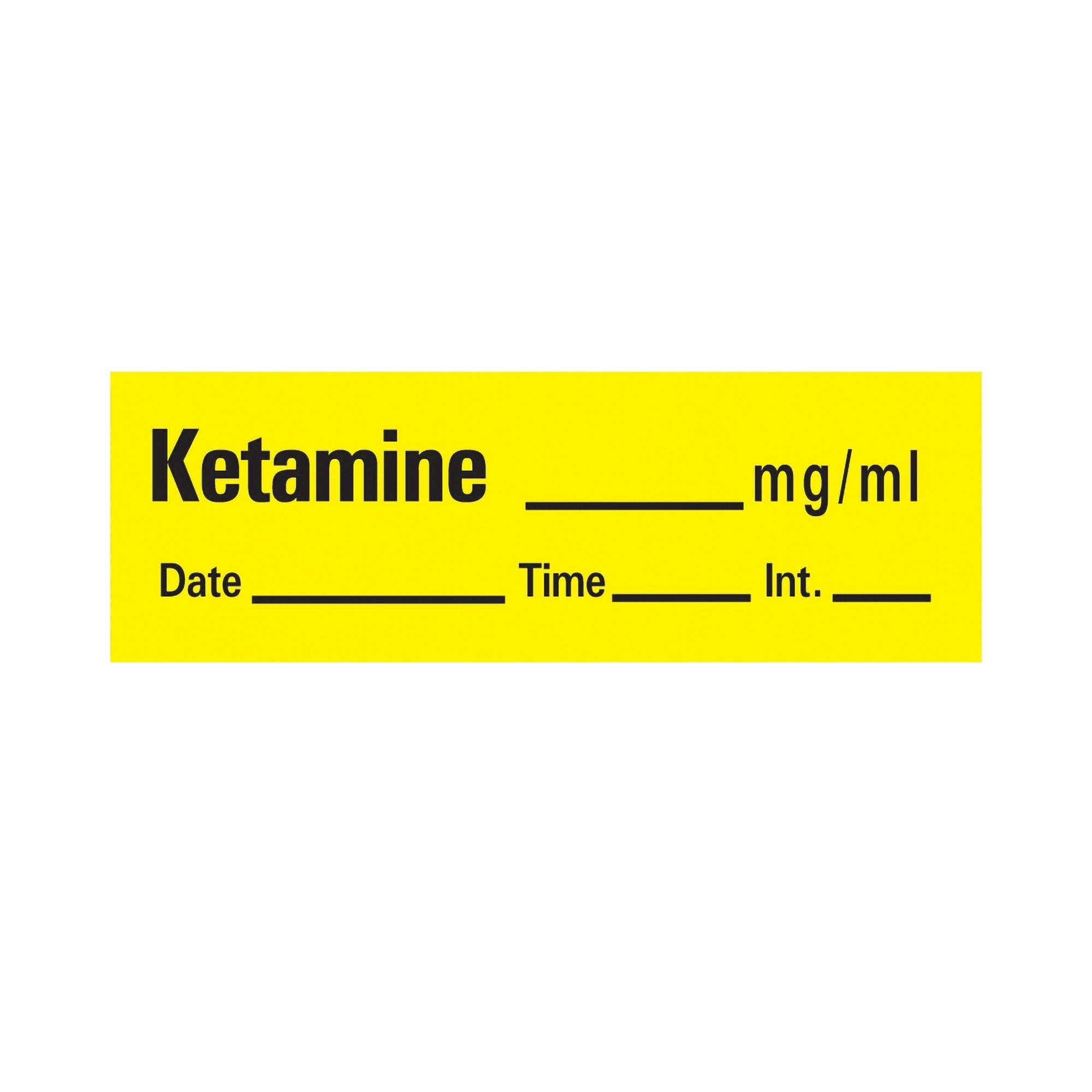 Timemed Pre-Printed Label, Ketamine_mg/mL Date_Time_Int (1 Unit)