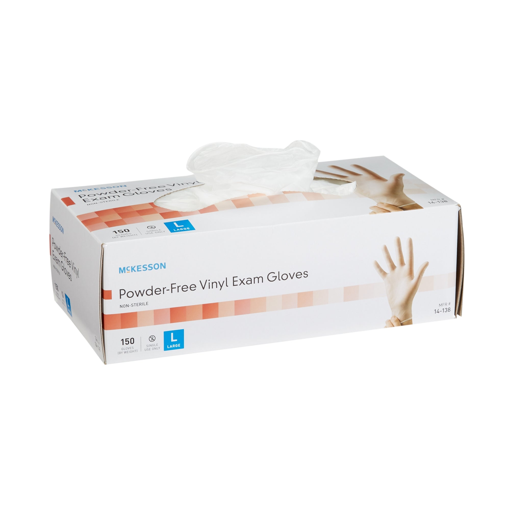 McKesson Large Vinyl Exam Gloves - Clear, Powder-Free (150 Pack)
