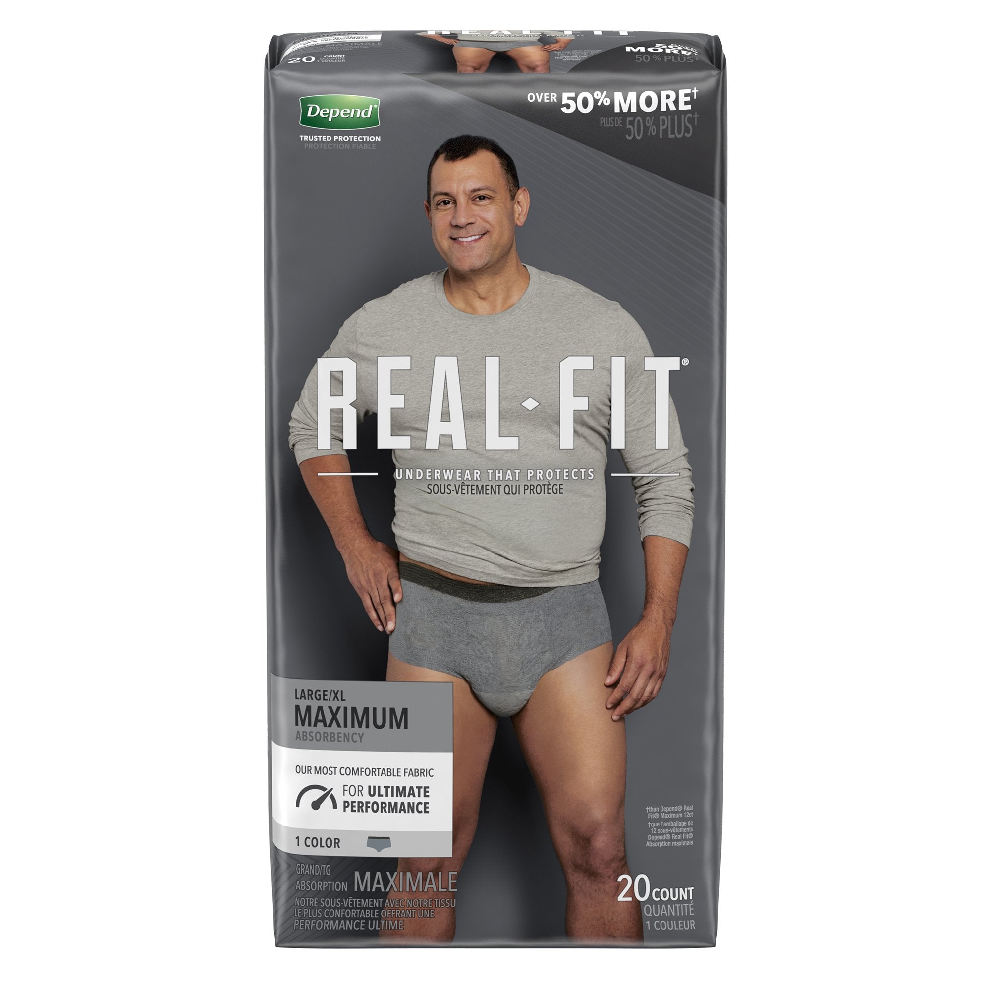 Depend® Real Fit® Maximum Absorbent Underwear, Large / Extra Large (20 Units)