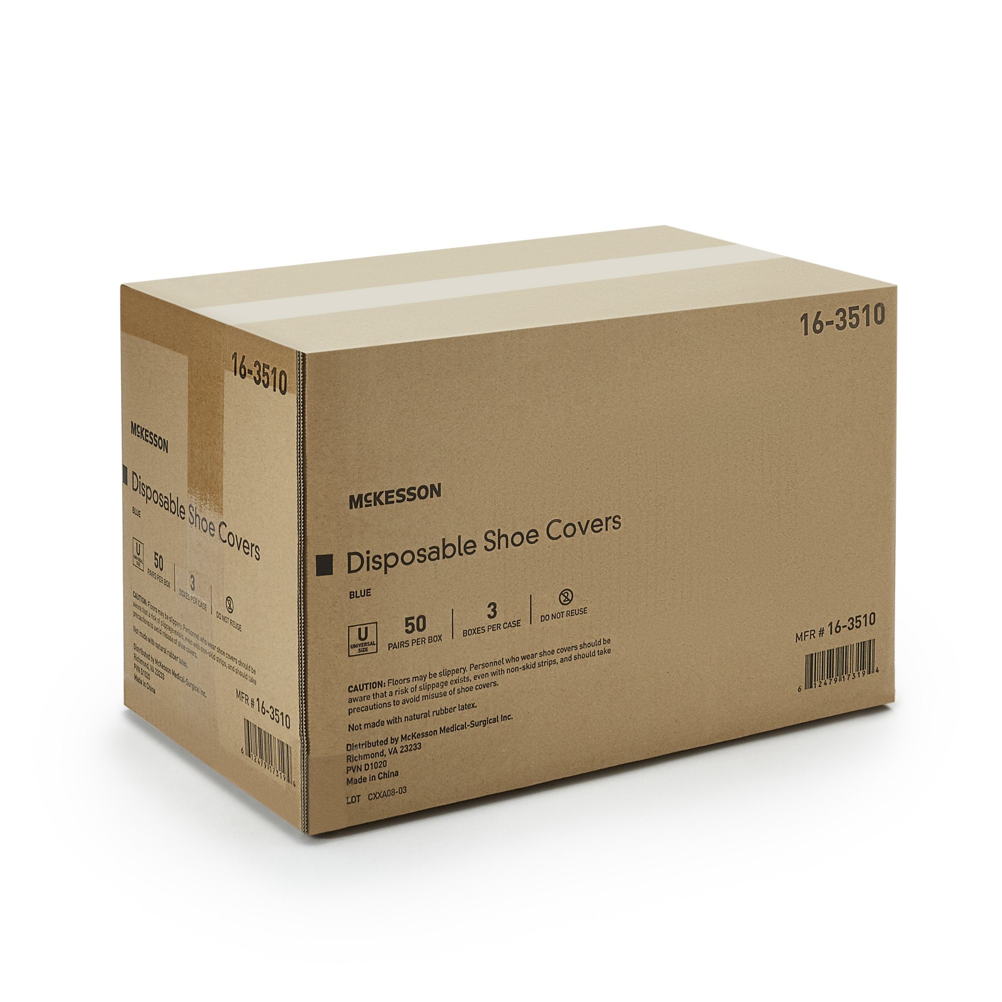 McKesson Shoe Cover, One Size Fits Most Shoe, High, Non-Skid Sole, Blue, Non-Sterile (150 Units)