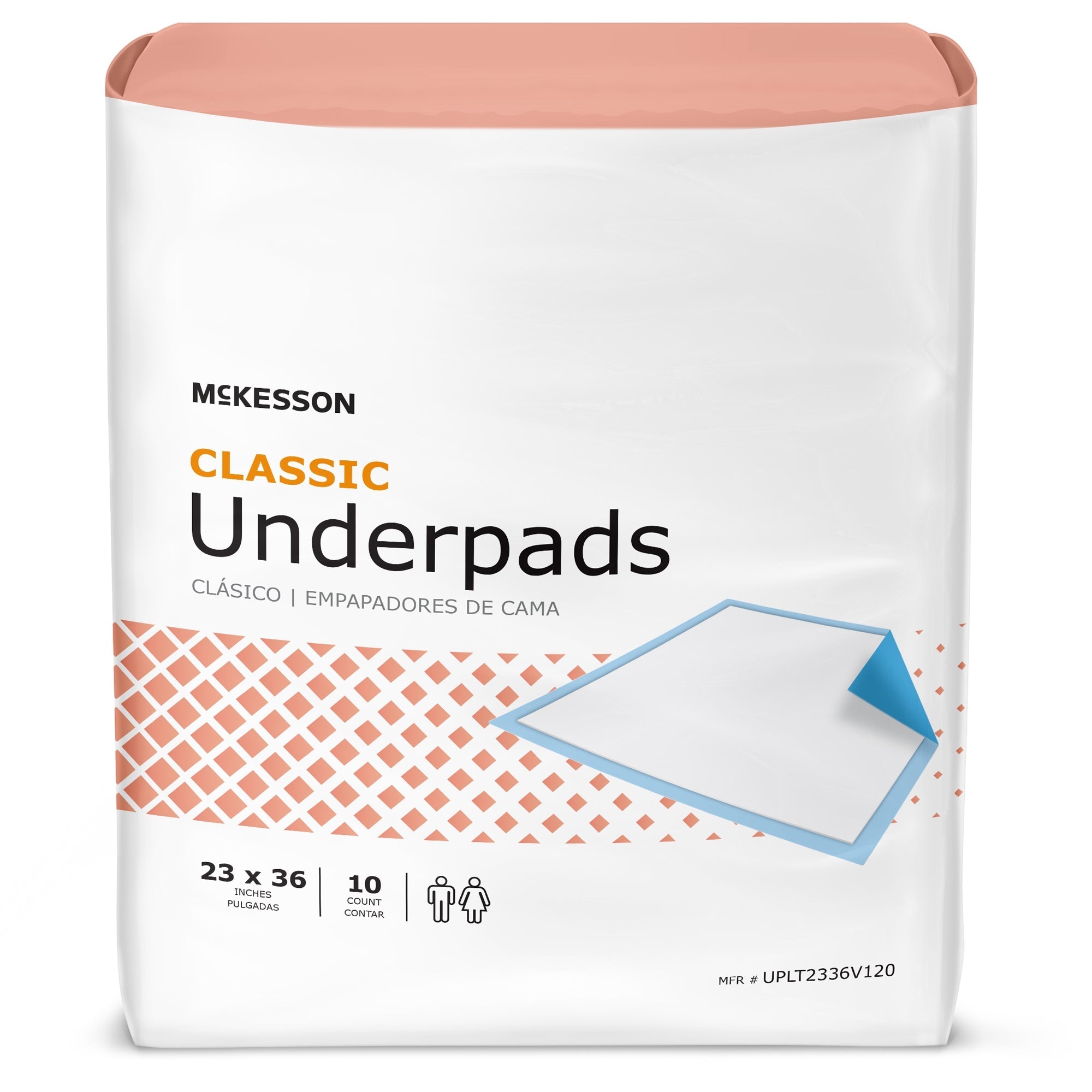 McKesson Classic Lite Underpads 23x36" - Light Absorbency, 10-Pack