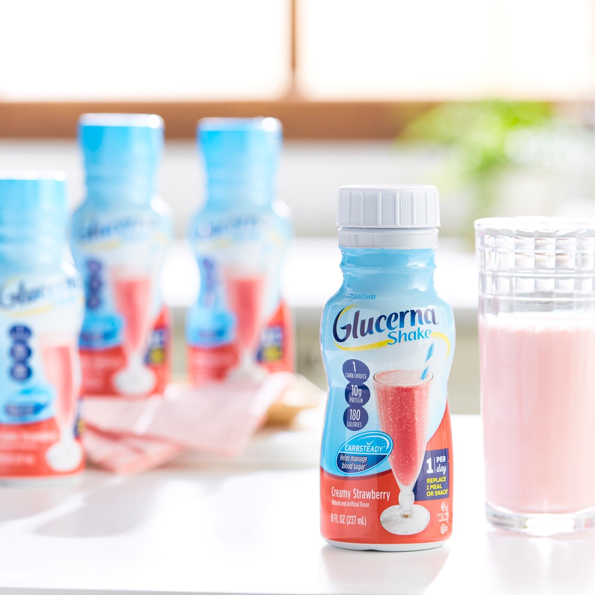 Glucerna Original Shake, Strawberry, 8oz - Diabetic Support Formula (6-Pack)