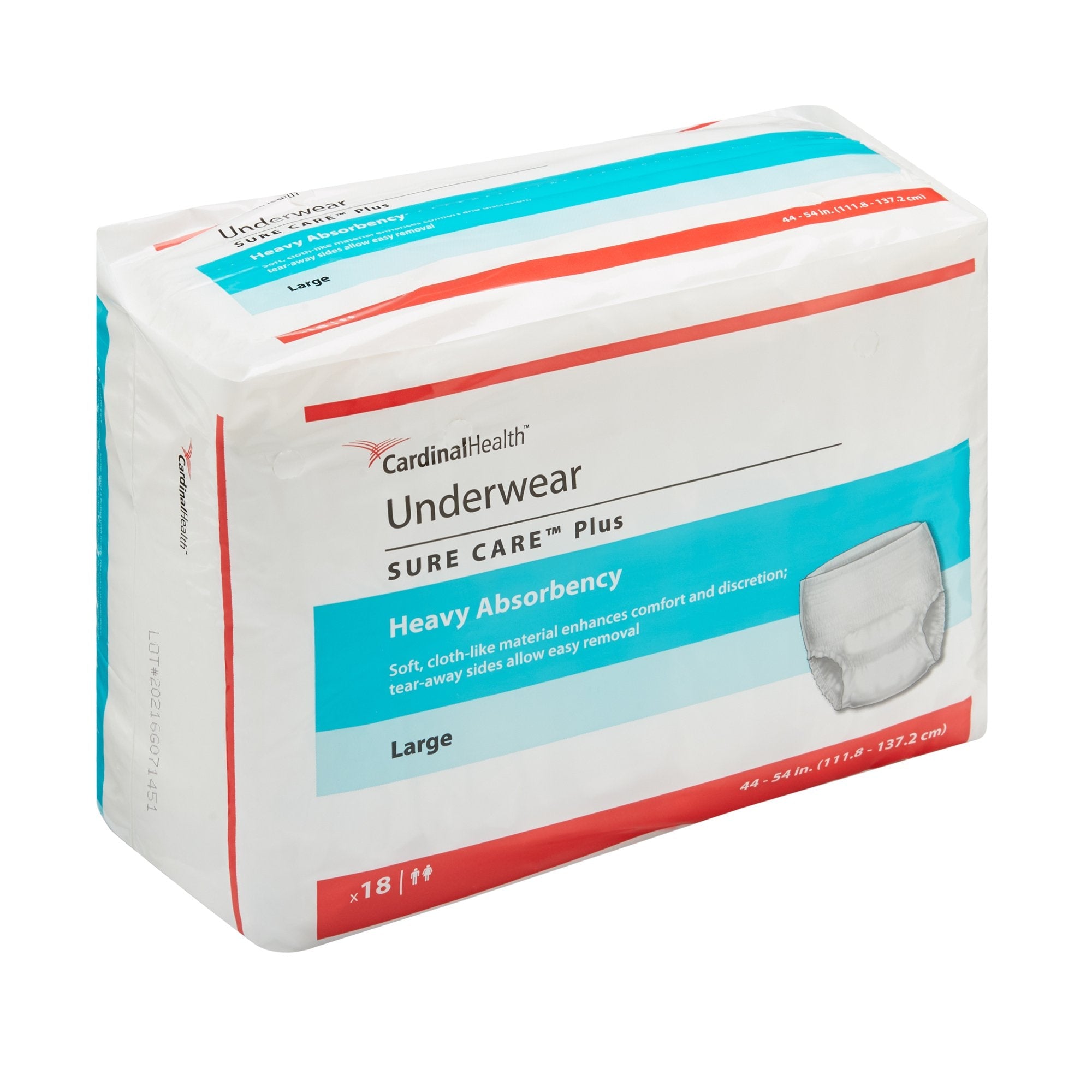 Sure Care™ Plus Heavy Absorbent Underwear, Large - Leak Protection (18 Pack)