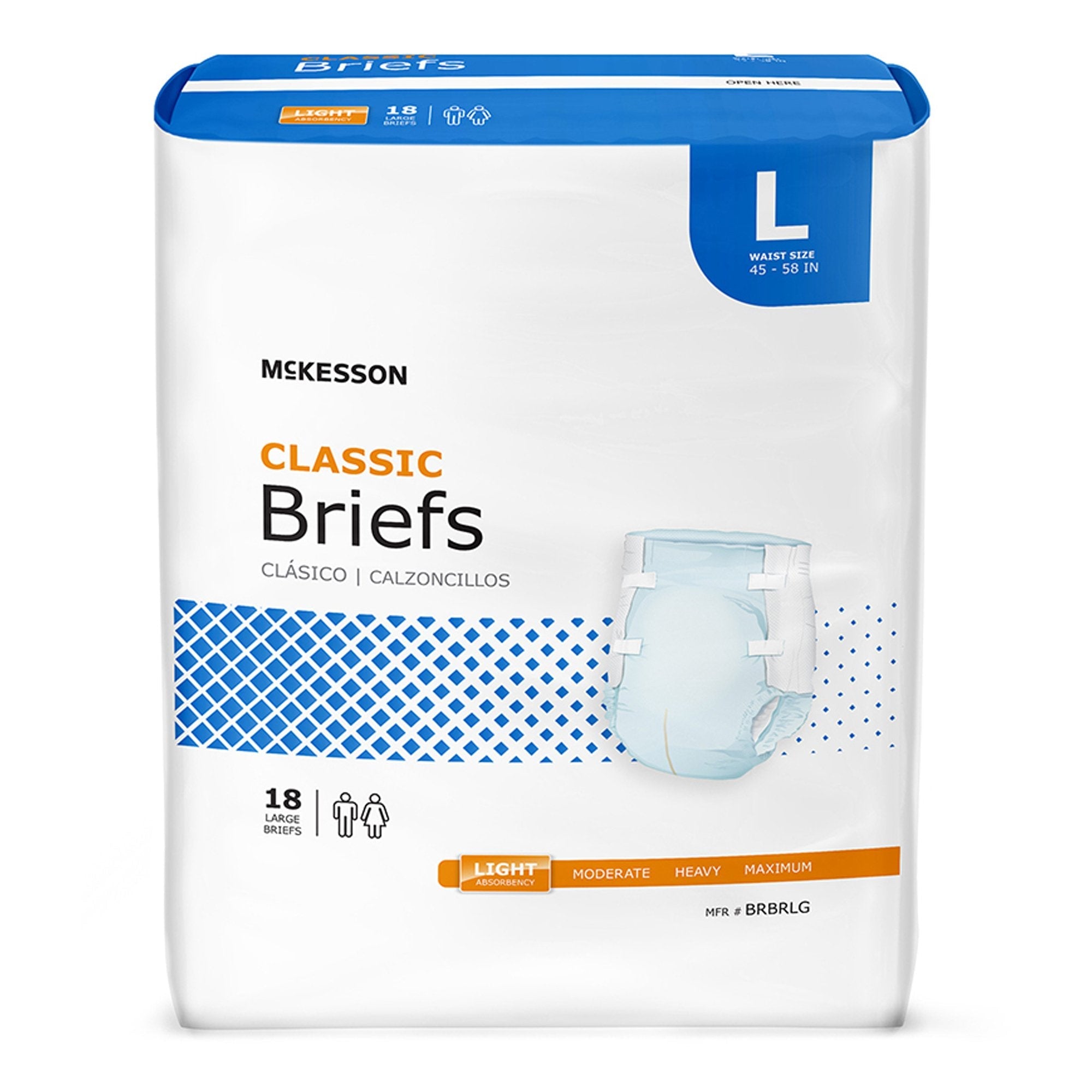 McKesson Classic Large Incontinence Briefs - Light Absorbency (18-Pack)