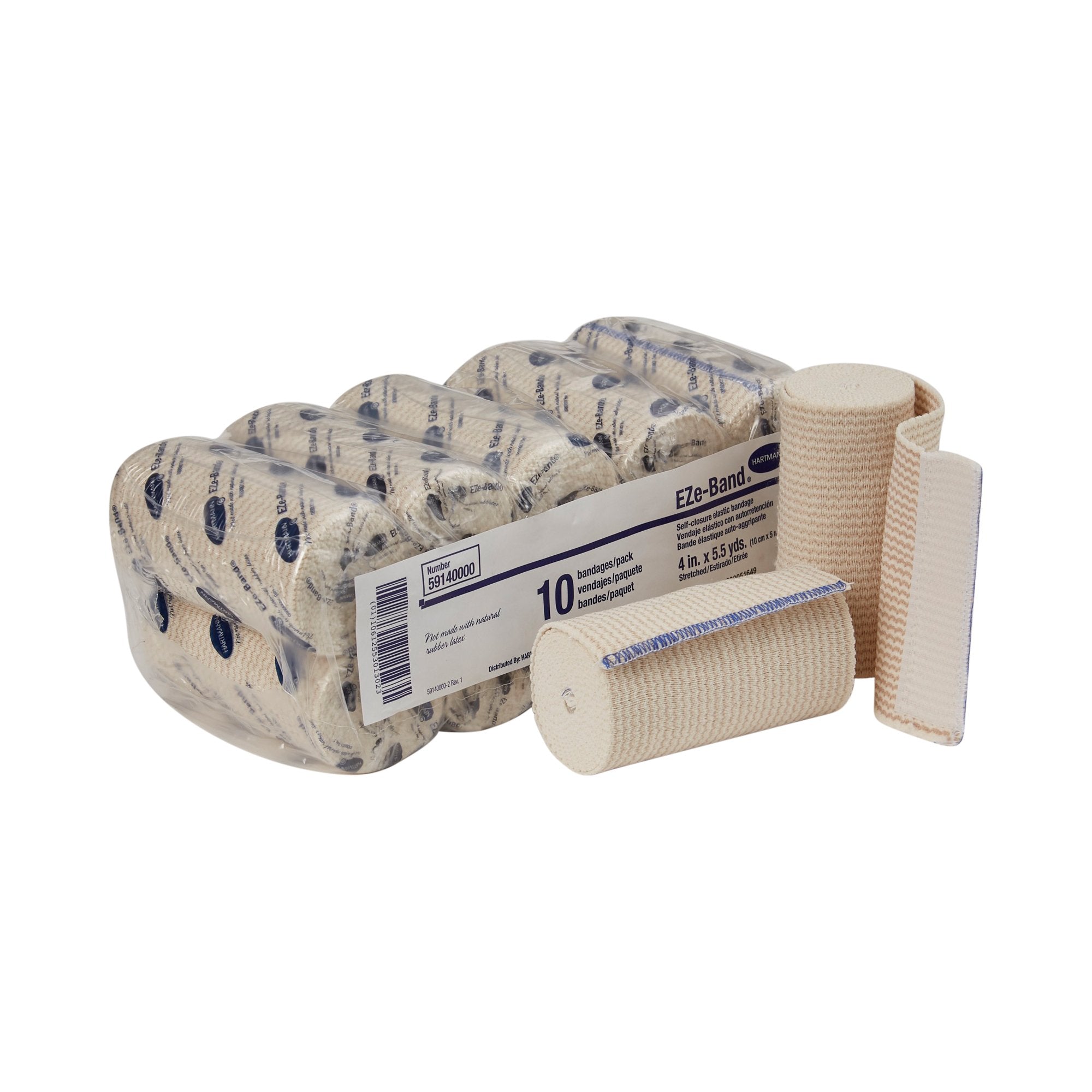 EZe-Band® LF Double Hook and Loop Closure Elastic Bandage, 4 Inch x 5-1/2 Yard (10 Units)