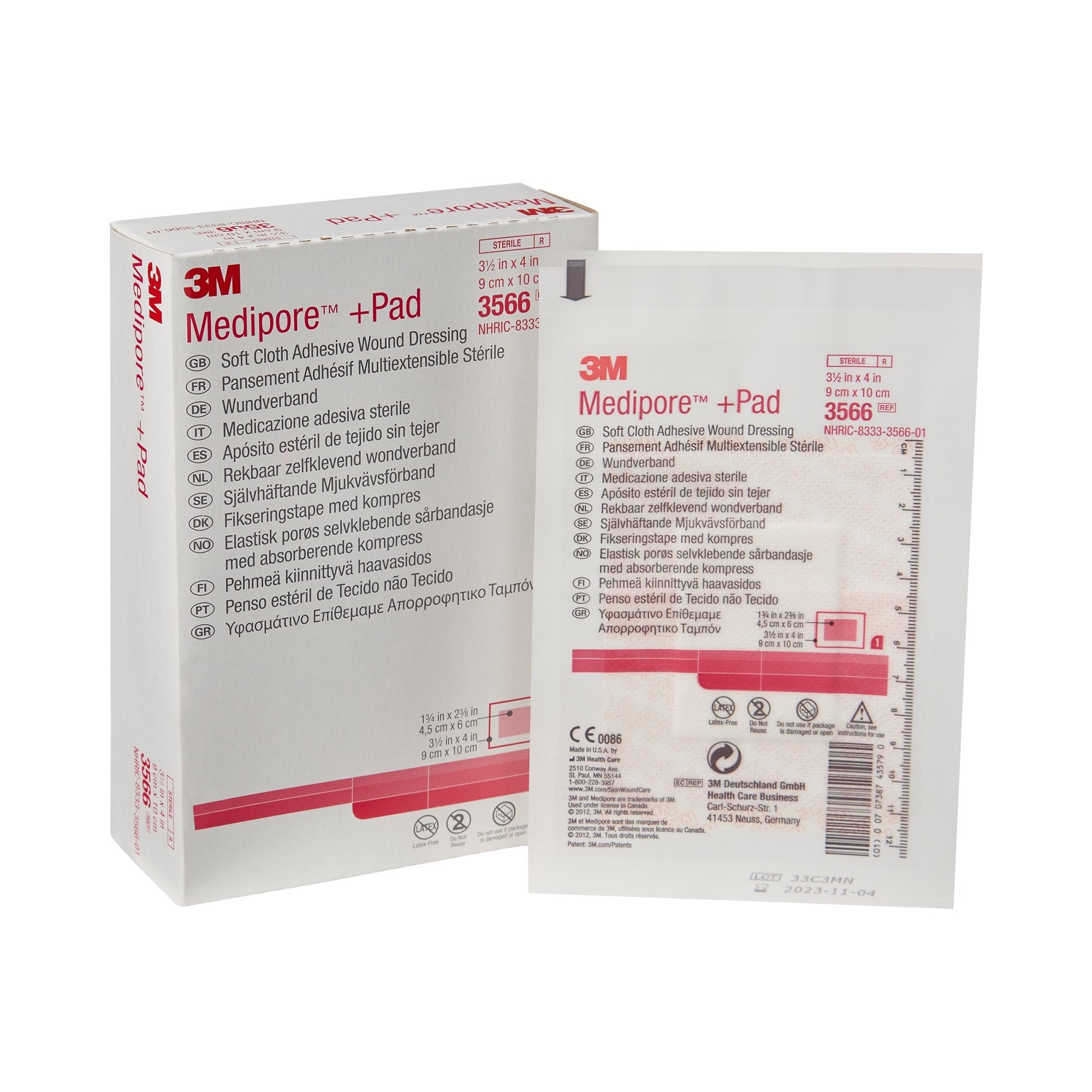 3M™ Medipore™ +Pad Soft Cloth Dressings, 3½ x 4 Inch (25 Units)