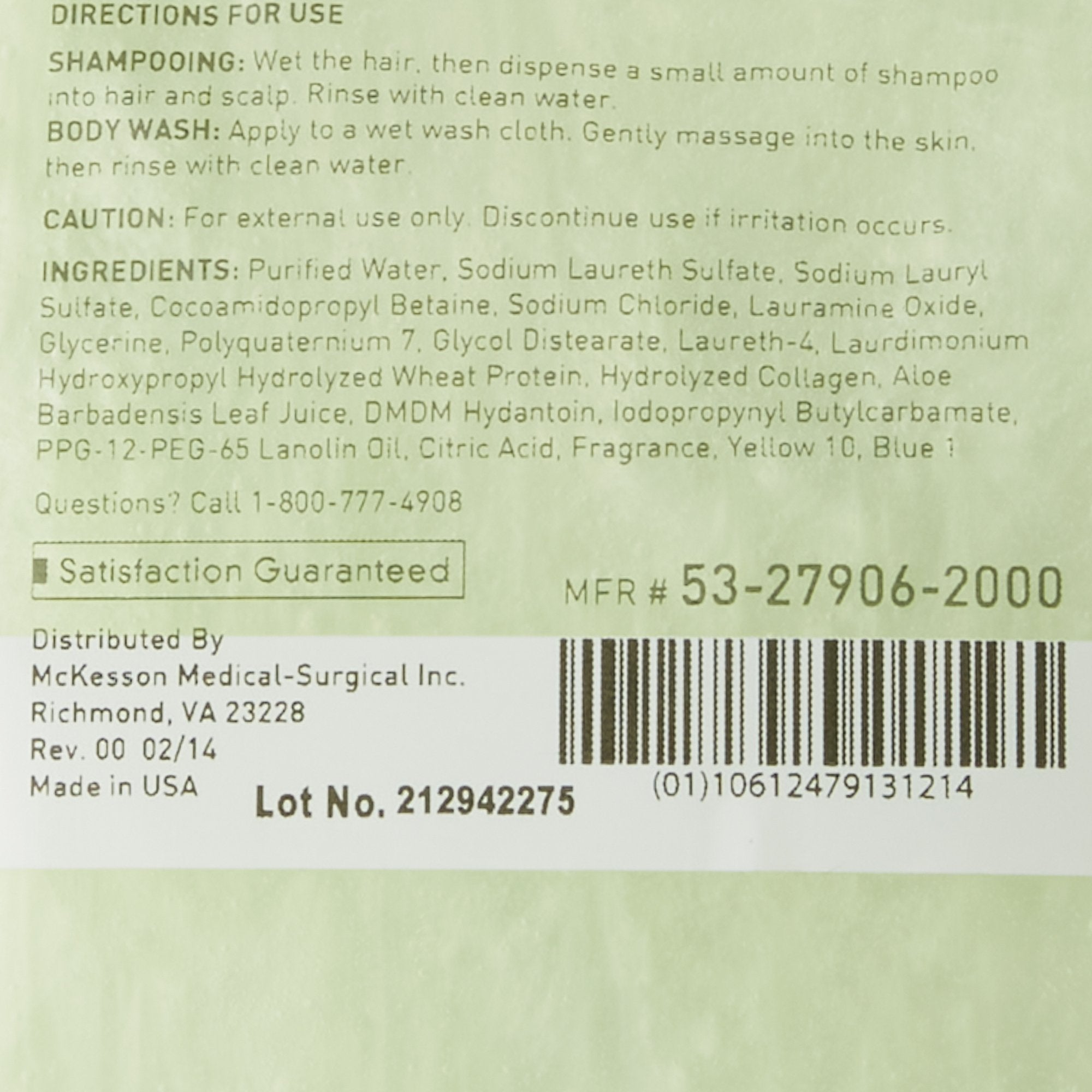McKesson Shampoo and Body Wash Dispenser Refill Bag 2000 mL, Cucumber Melon (1 Unit)