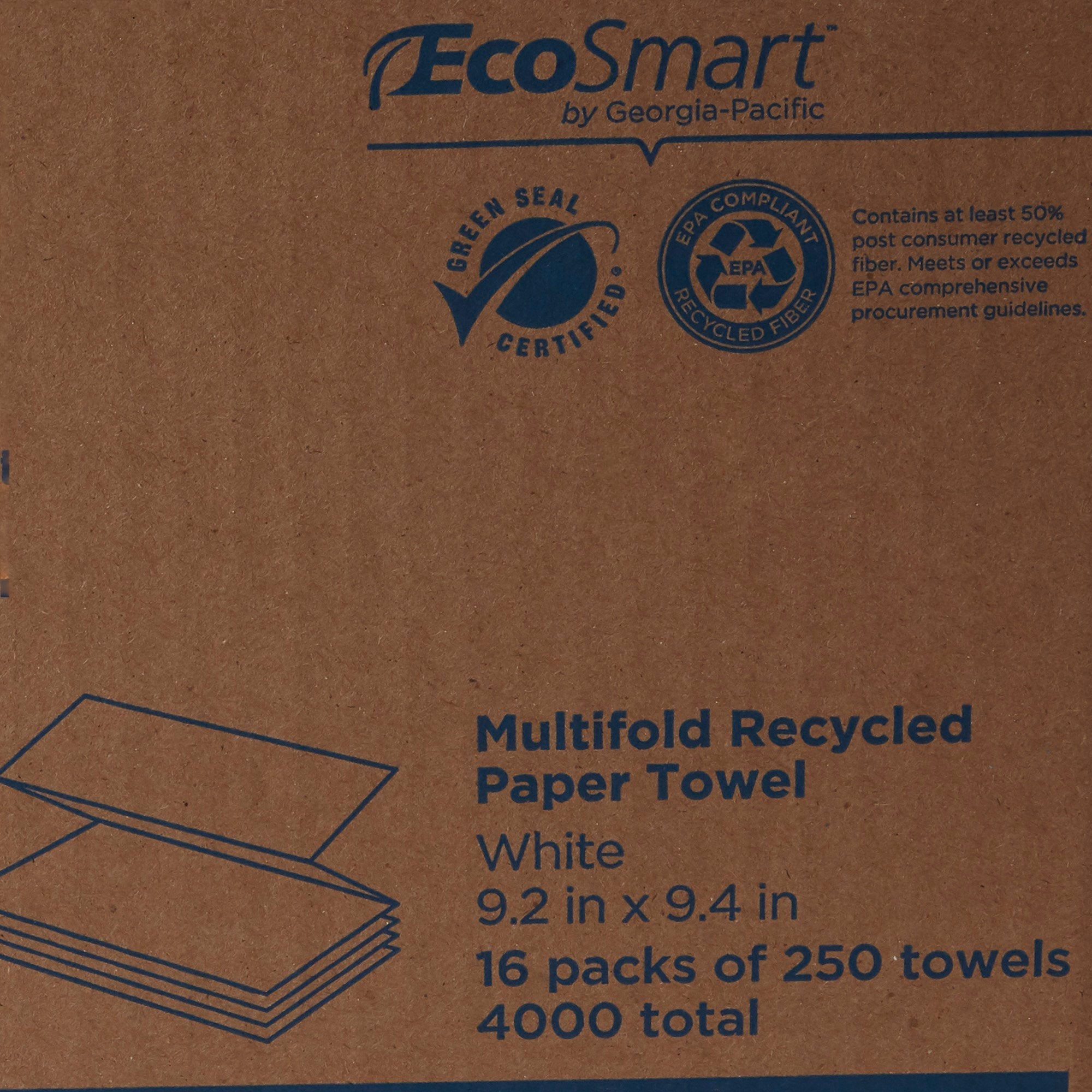 Pacific Blue Basic™ Recycled Multi-Fold Paper Towel, 250 Sheets per Pack (1 Unit)