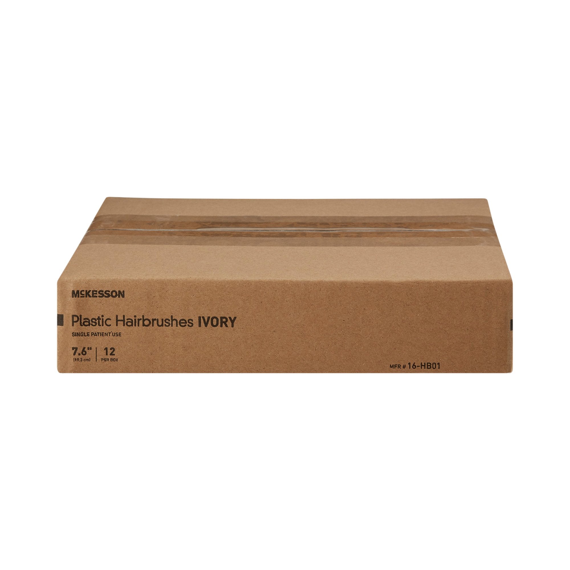 McKesson Black Bristle Hairbrush - Polypropylene Handle, 7.67" (12 Pack)