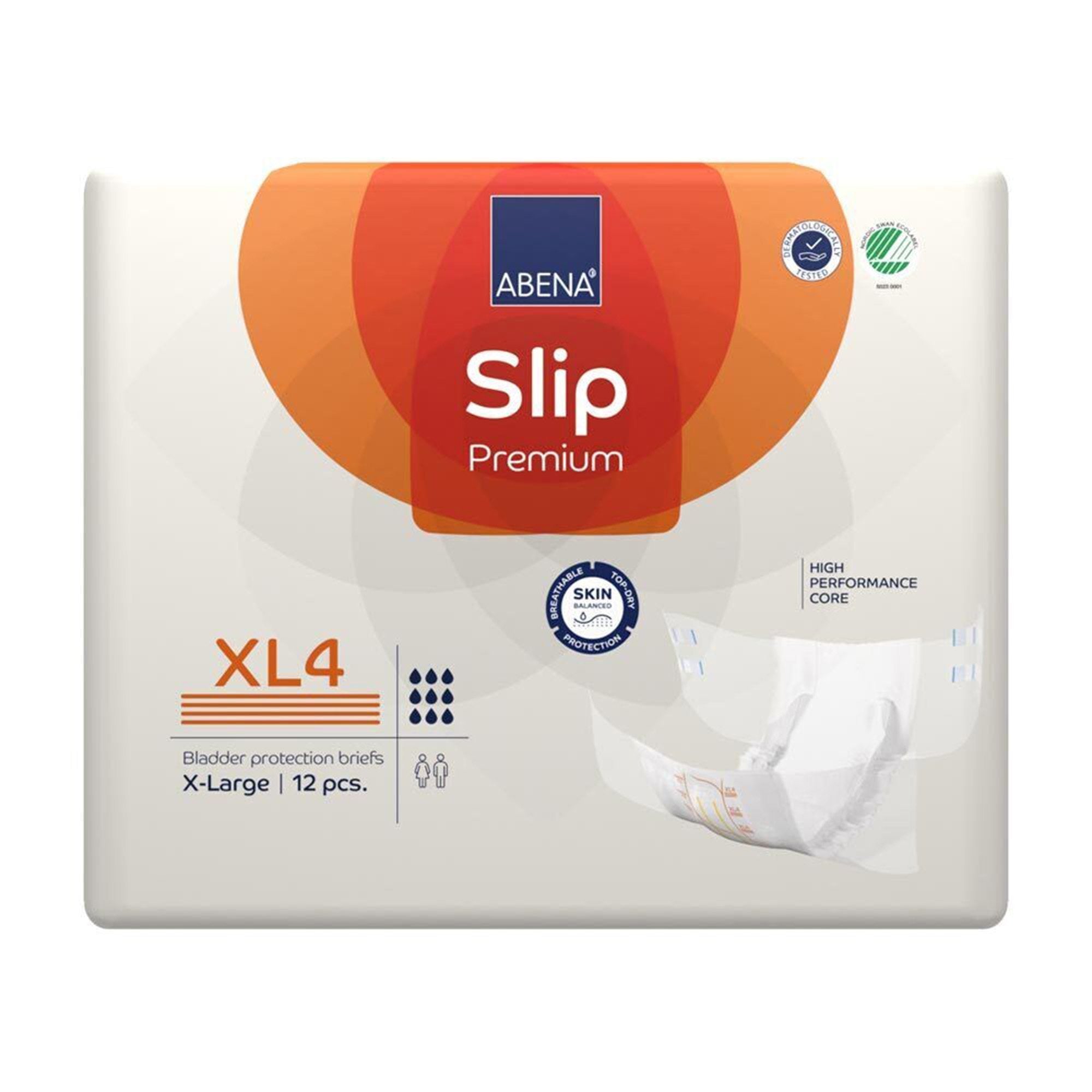 Abena Slip Premium XL4 Incontinence Briefs, Extra Large, Heavy Absorbency (12 Pack)