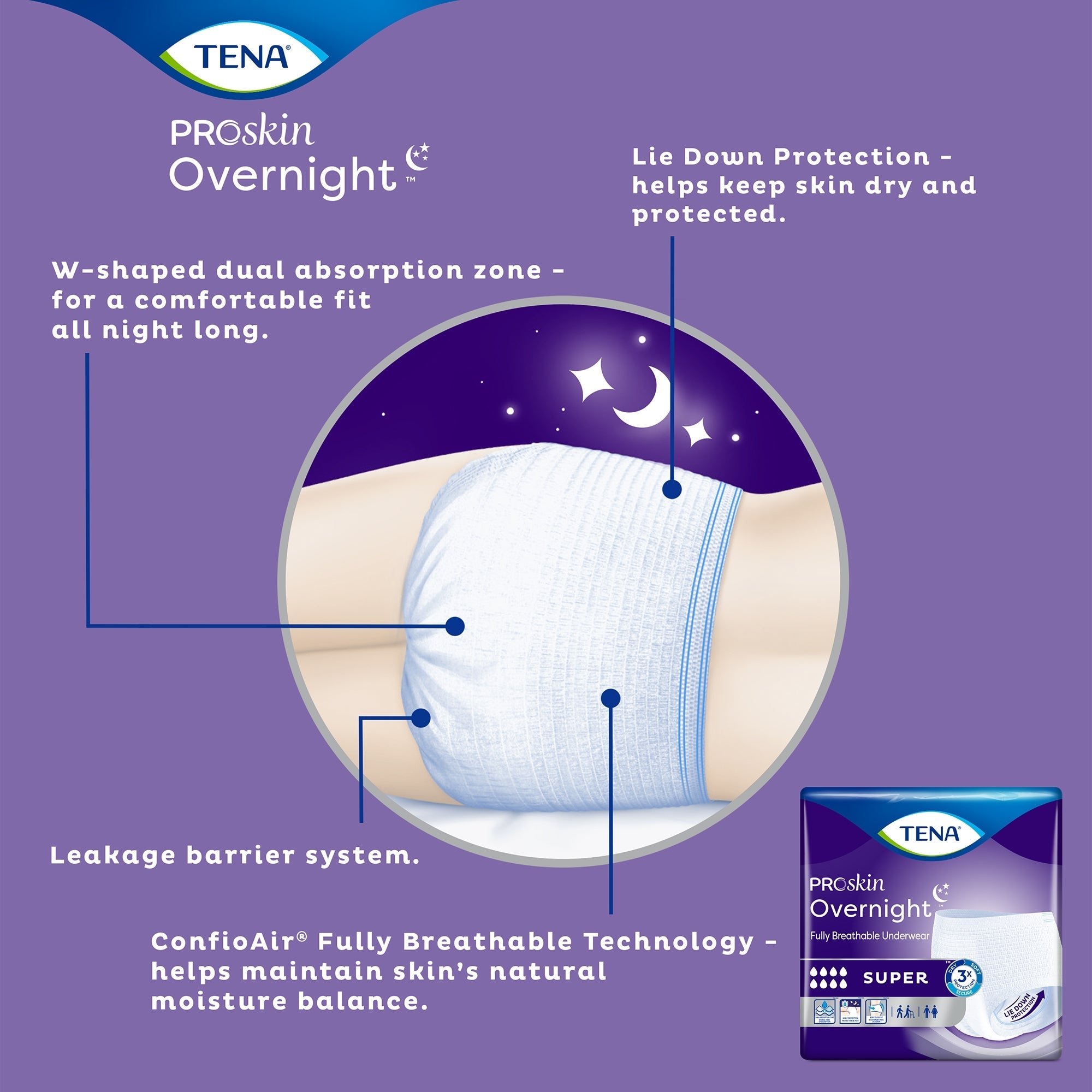 Tena ProSkin Overnight Super Absorbent Underwear, Large - 14 Pack