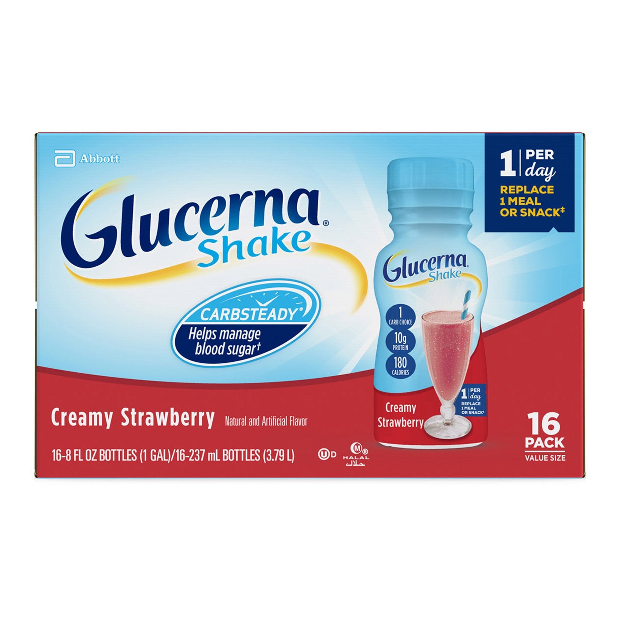 Glucerna Original Shake, Creamy Strawberry, 8 oz - Diabetic Support Formula