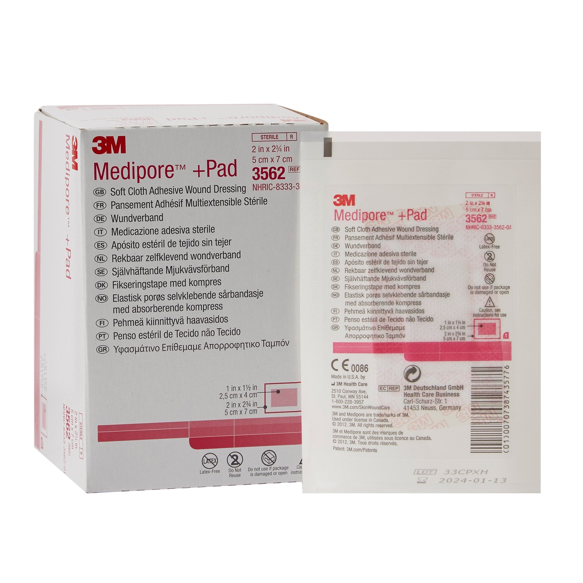 3M™ Medipore™ Sterile Adhesive Dressings, 2 x 2-3/4 Inch (50 Units)