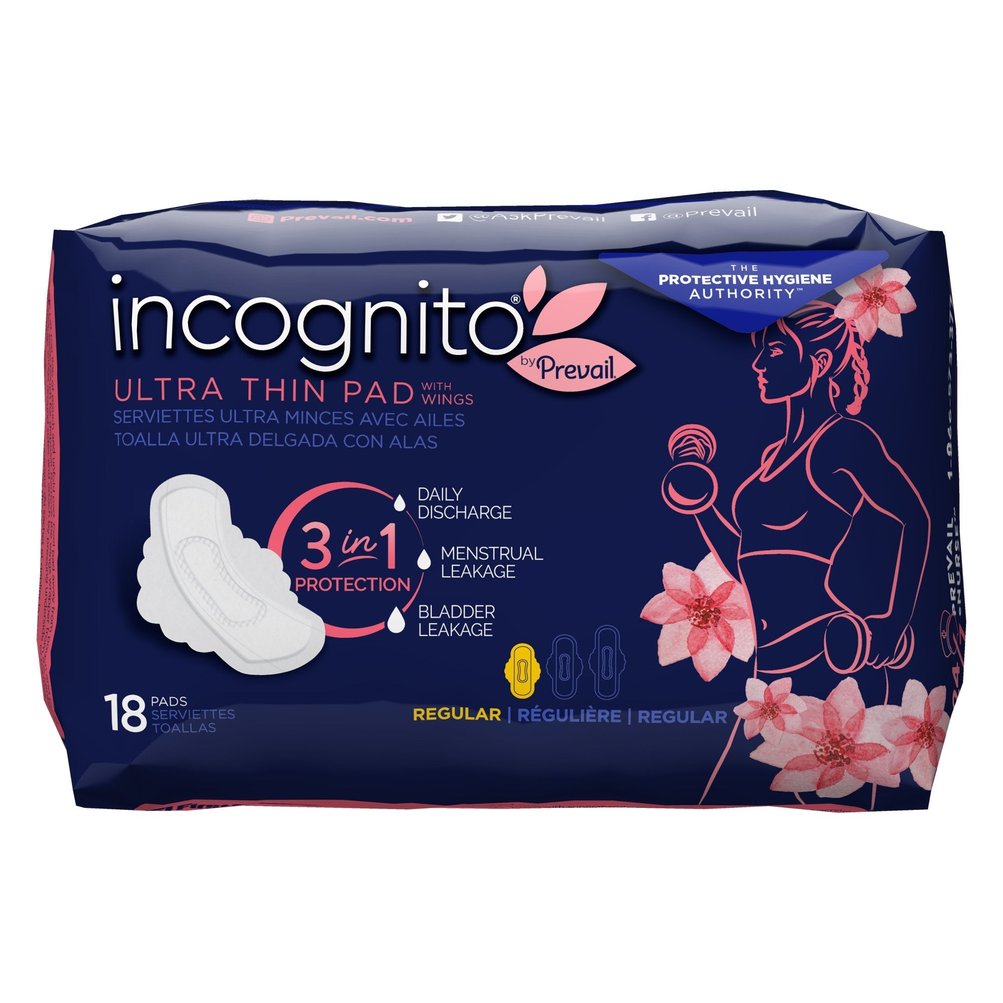 Incognito® by Prevail Ultra Thin Pad with Wings, Regular (18 Units)
