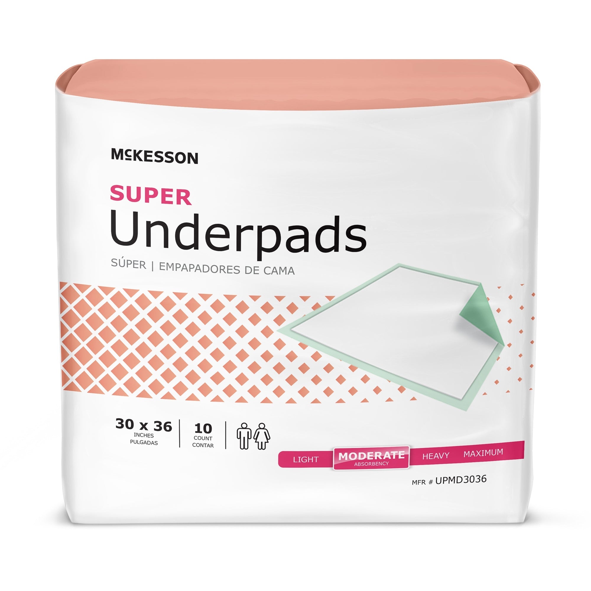 McKesson Super Absorbent Underpads, 30x36" - Moderate Absorbency (10-Pack)