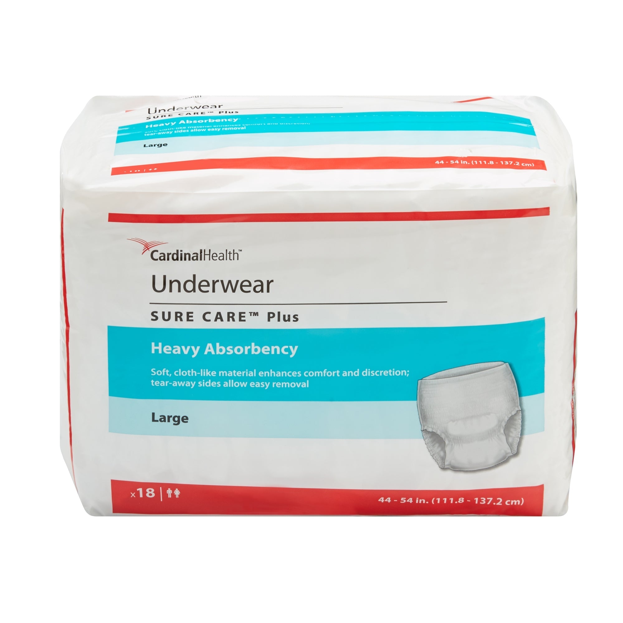 Sure Care™ Plus Heavy Absorbent Underwear, Large - Leak Protection (18 Pack)