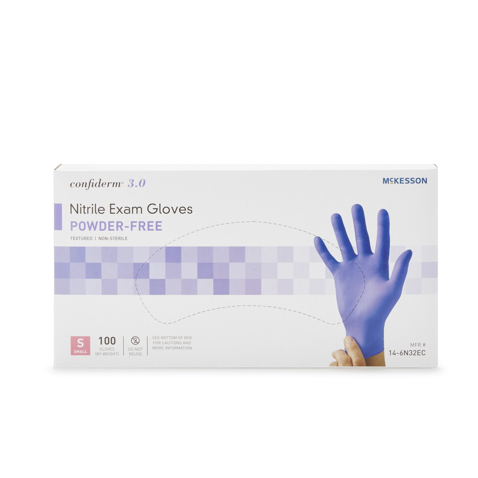 McKesson Confiderm® 3.0 Nitrile Gloves Small, Textured, Blue - 100 Pack