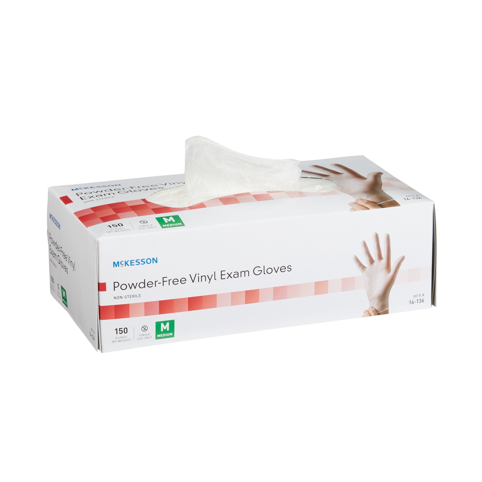 McKesson Vinyl Exam Gloves, Medium, Clear - 150 Pack for Medical Use