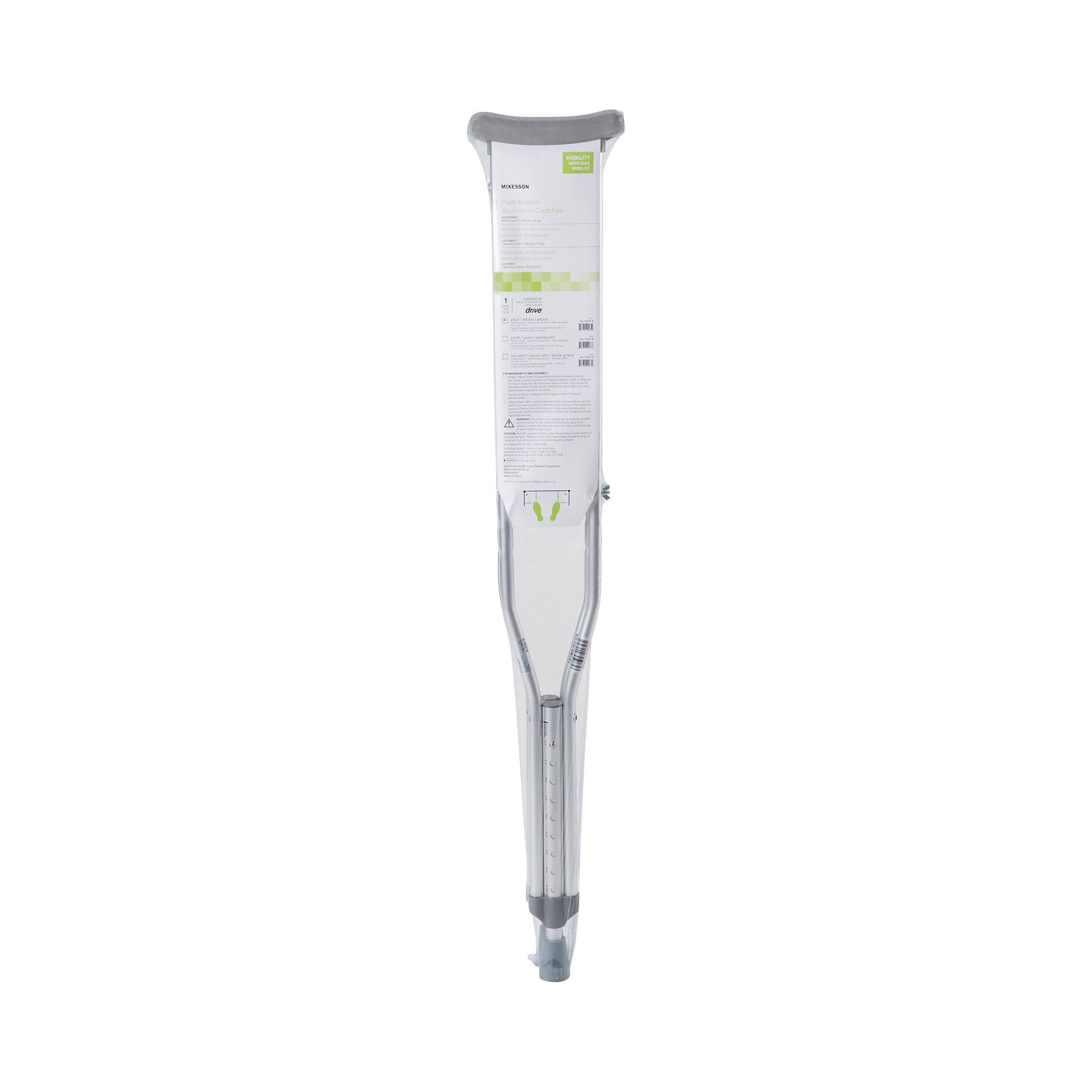 McKesson Adjustable Adult Underarm Crutches, Lightweight & Durable