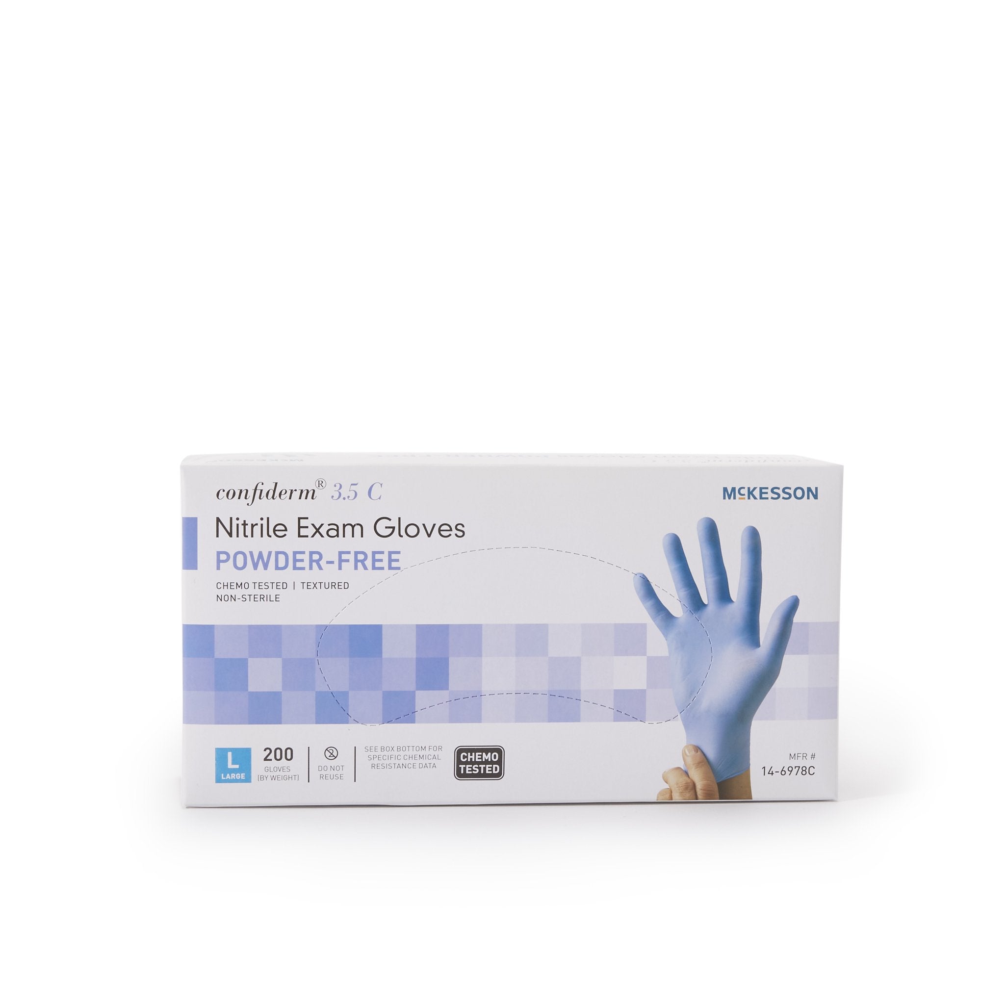 McKesson Confiderm® 3.5C Nitrile Exam Gloves, Large, Blue - 200 Pack