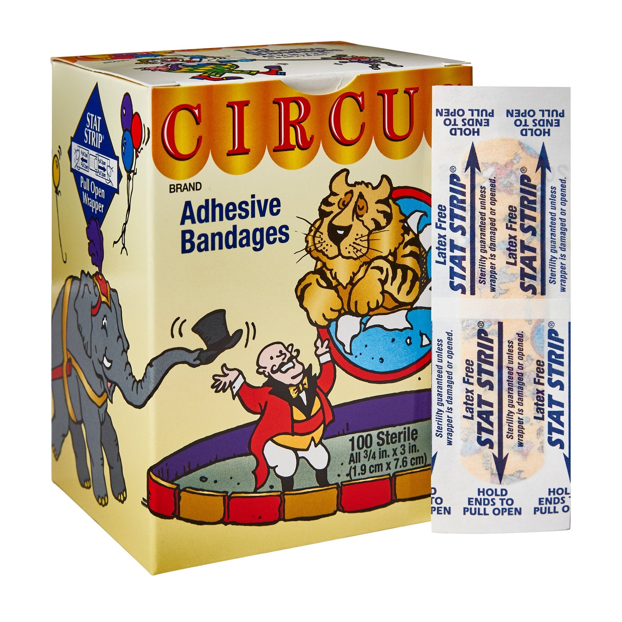 American® White Cross Stat Strip® Circus Kid Design Adhesive Strip, ¾ x 3 Inch (100 Units)