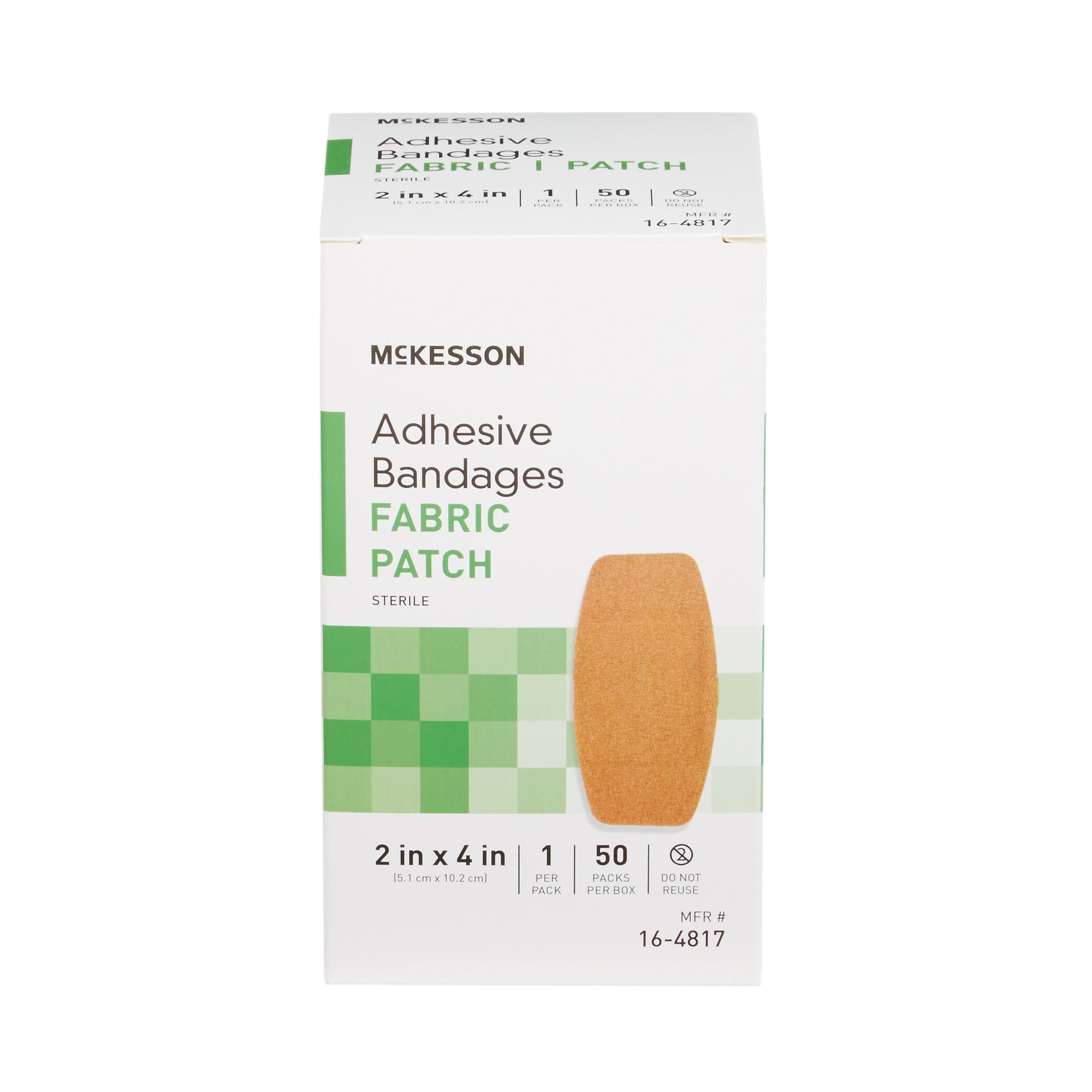 McKesson Tan Fabric Adhesive Strips 2x4" - Sterile Bandages for Wound Care