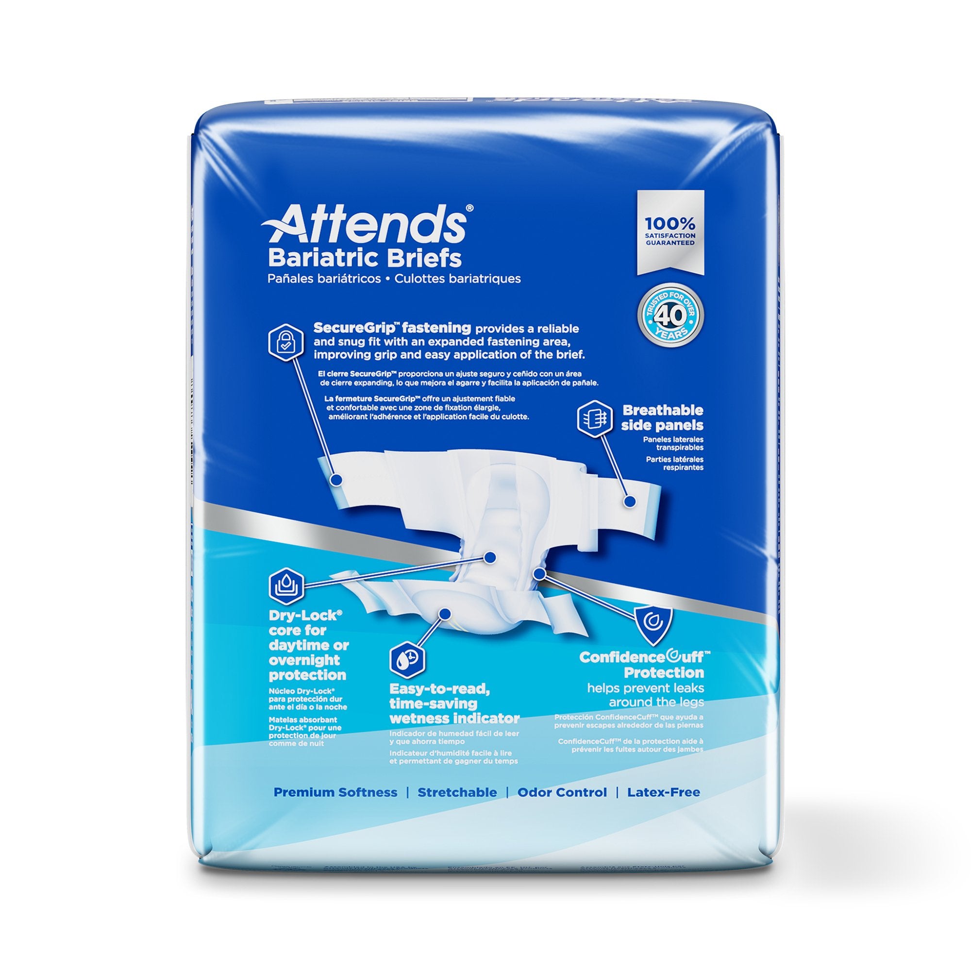Incontinence Brief Attends® Bariatric Adult 3X-Large Unisex Disposable Heavy Absorbency - image 4