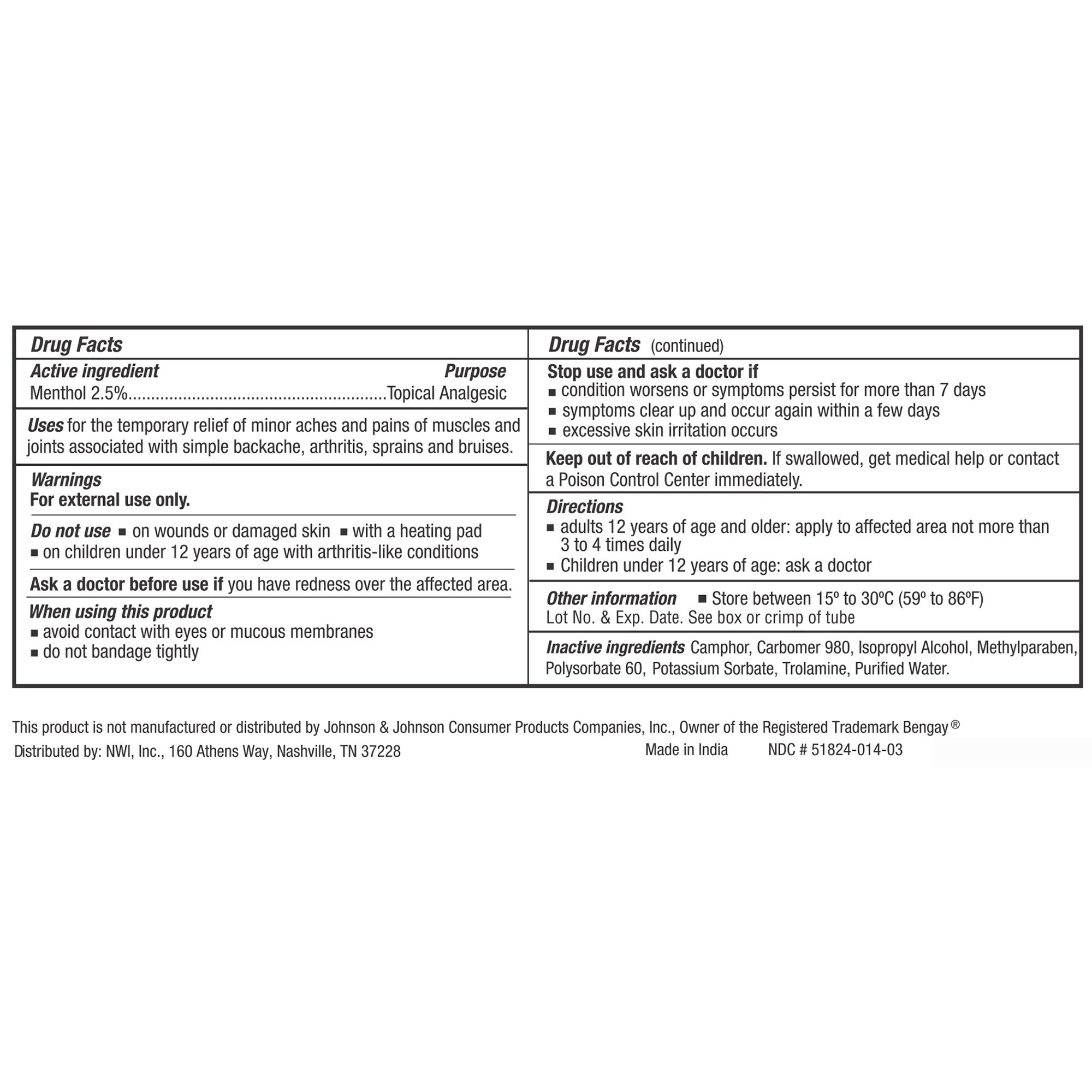 Topical Pain Relief CareAll® Muscle and Joint 2.5% Strength Menthol Topical Gel 3 oz. - image 3