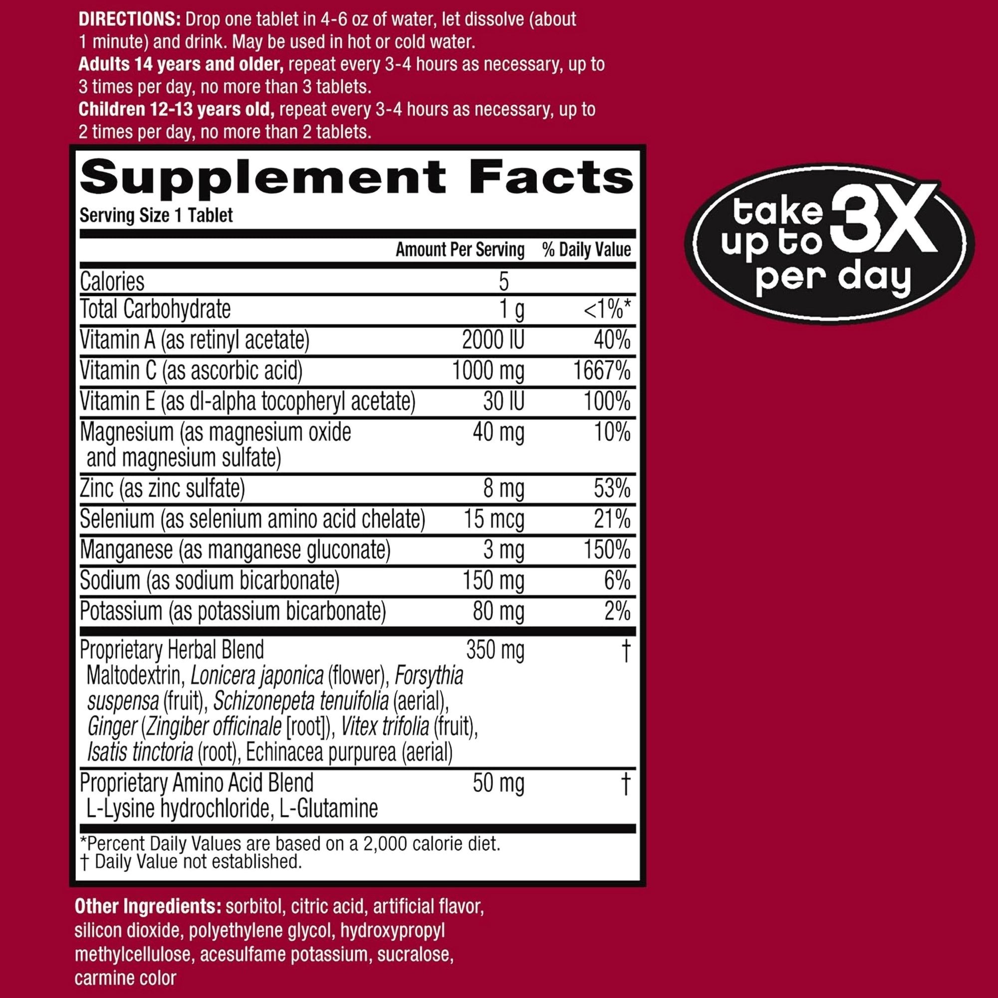Multivitamin Supplement Airborne® Immune Support Vitamin A / Ascorbic Acid 149 mg Strength Tablet 10 per Box Very Berry Flavor - image 7