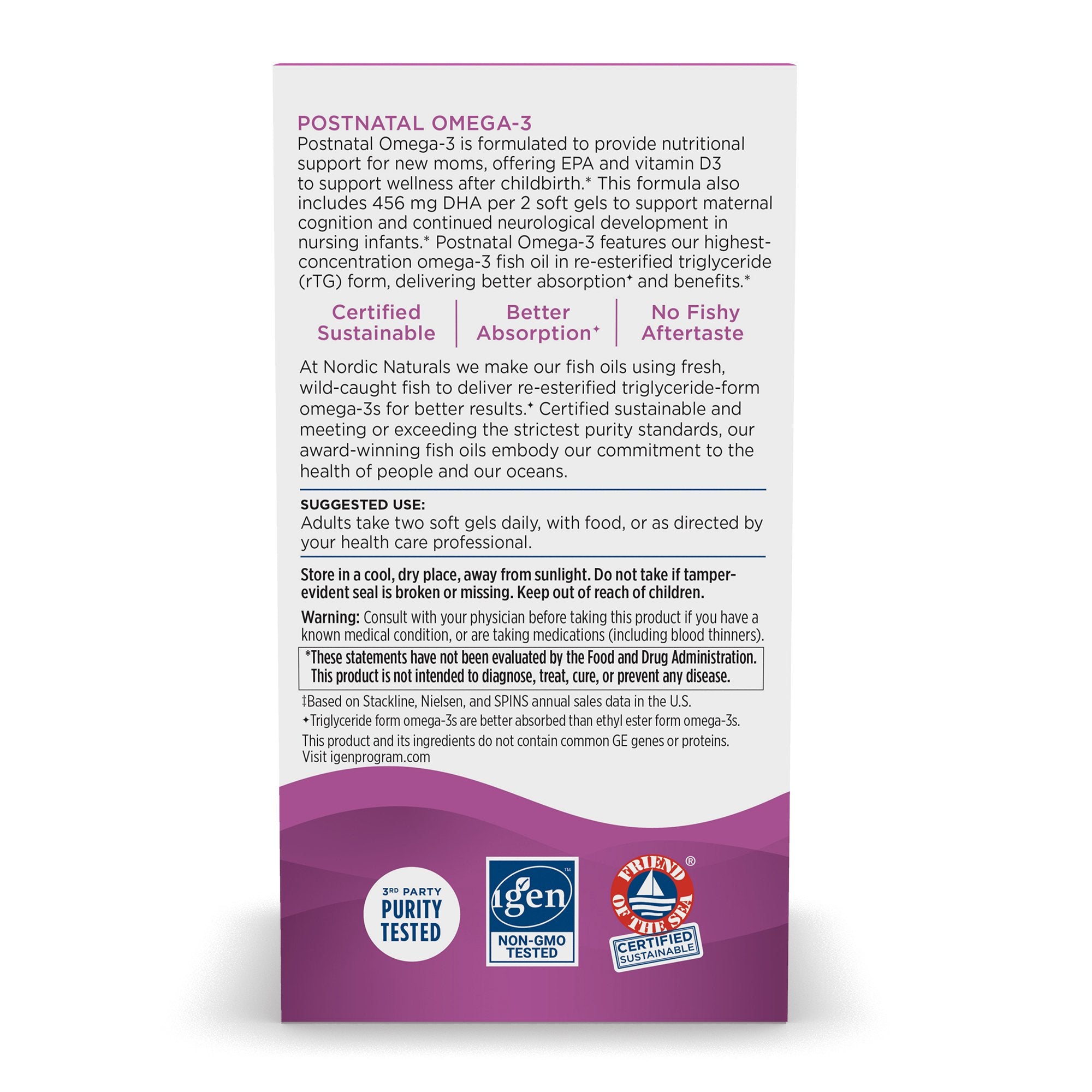 Dietary Supplement Nordic Naturals® Postnatal Omega-3 DHA / EPA 456-586 mg Strength Softgel 60 per Bottle Lemon - image 8
